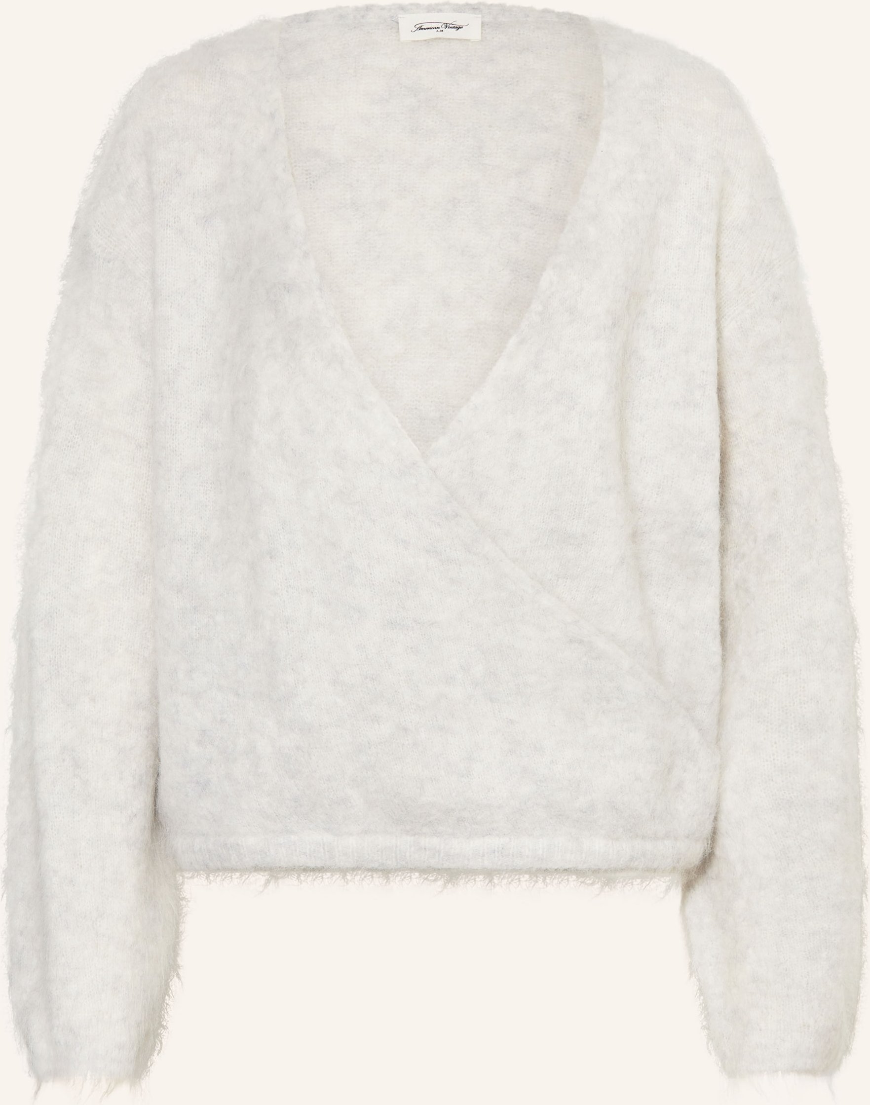 American Vintage Pullover Nuny In Wickeloptik Mit Alpaka grau