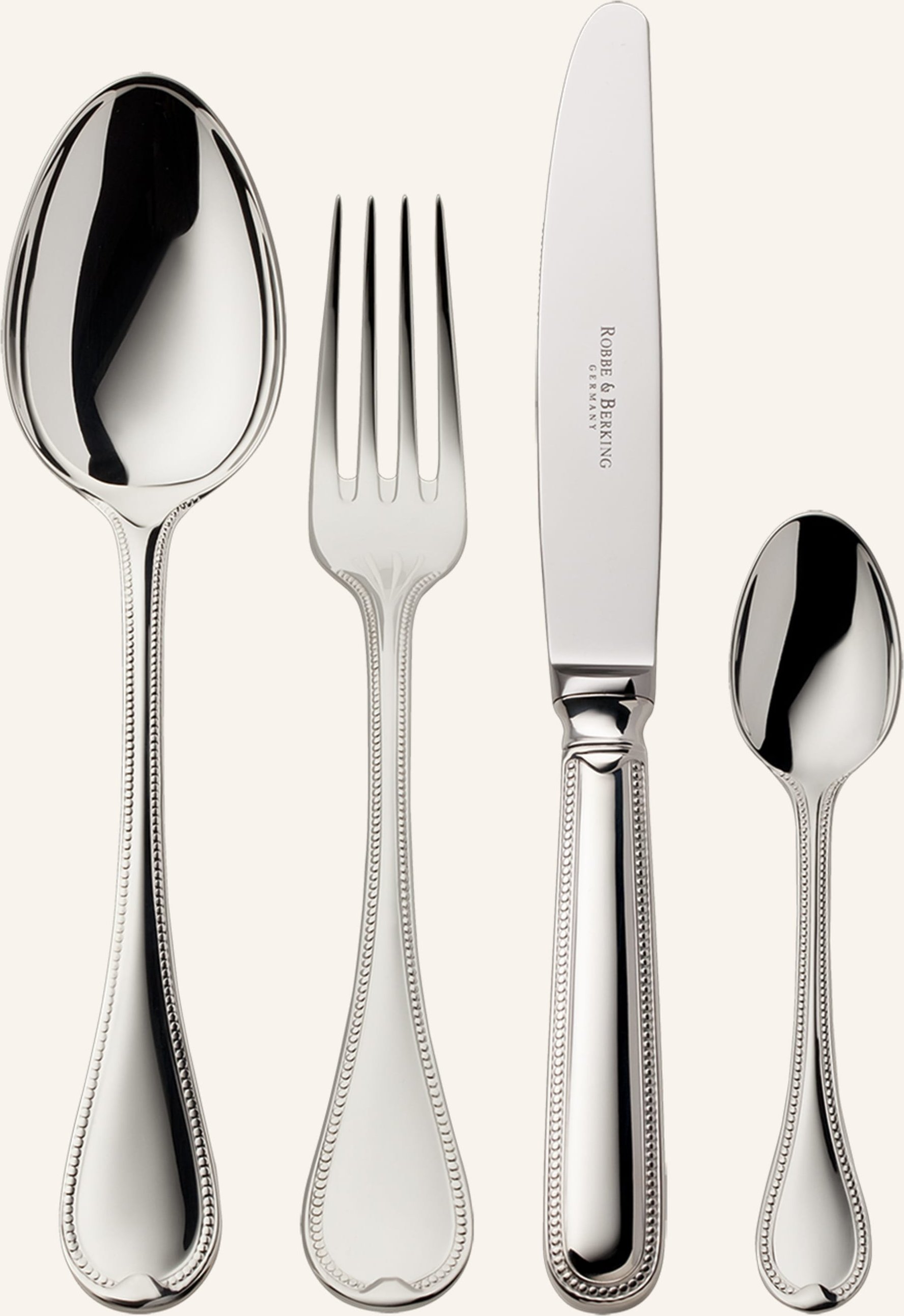 Robbe & Berking 4-Tlg. Besteckset Französisch-Perl (150g Versilbert) silber
