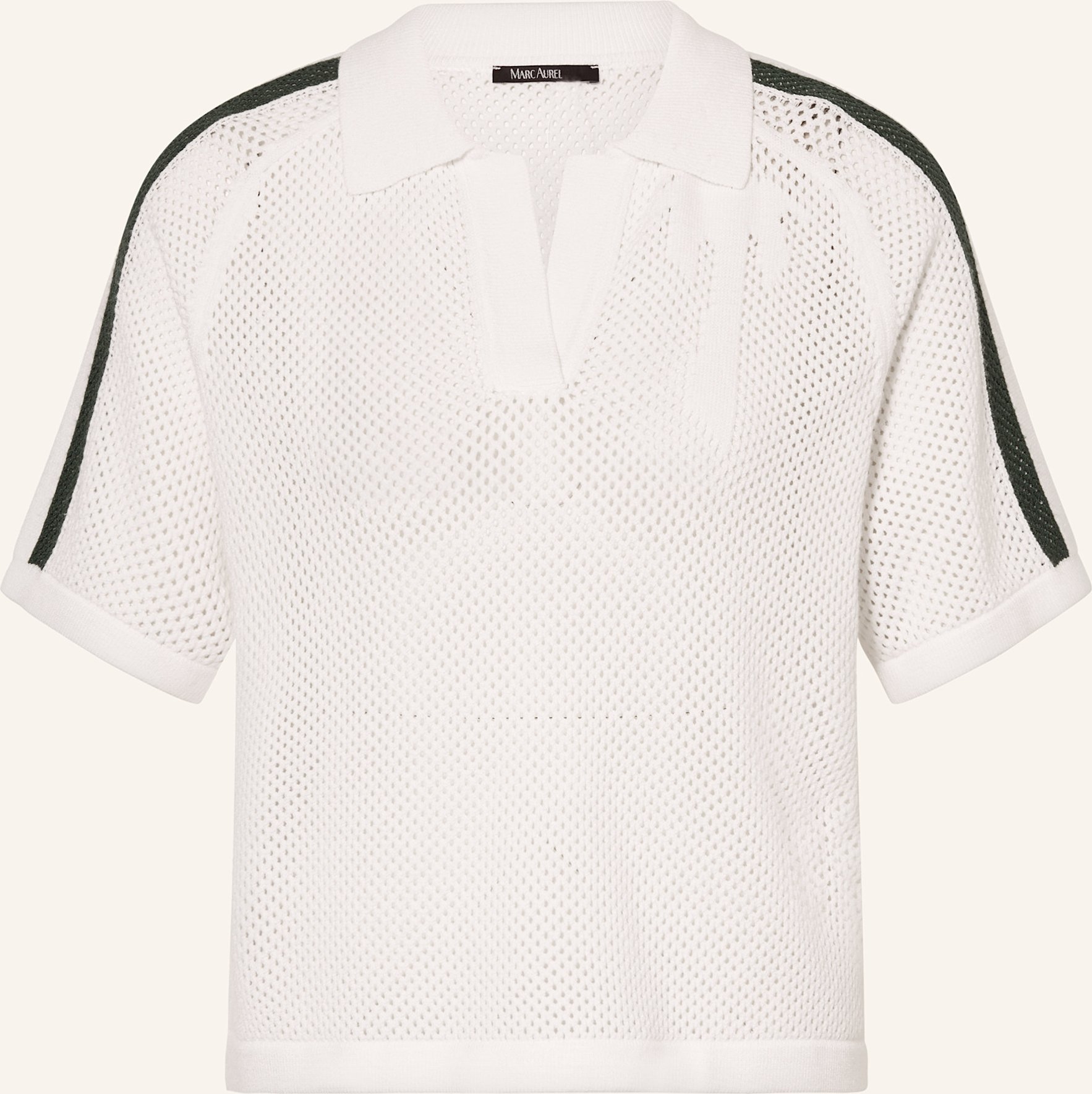 Marc Aurel Strick-Poloshirt Mit Galonstreifen weiss