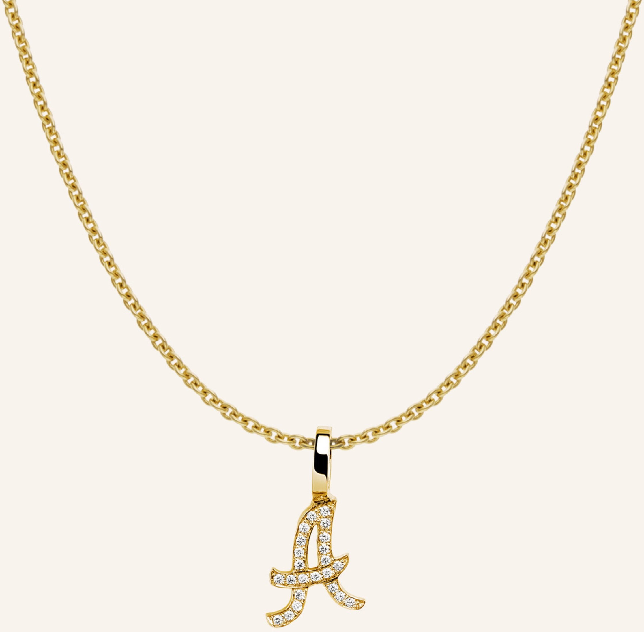 Cada Kette Tiny Diamond Letter A gold