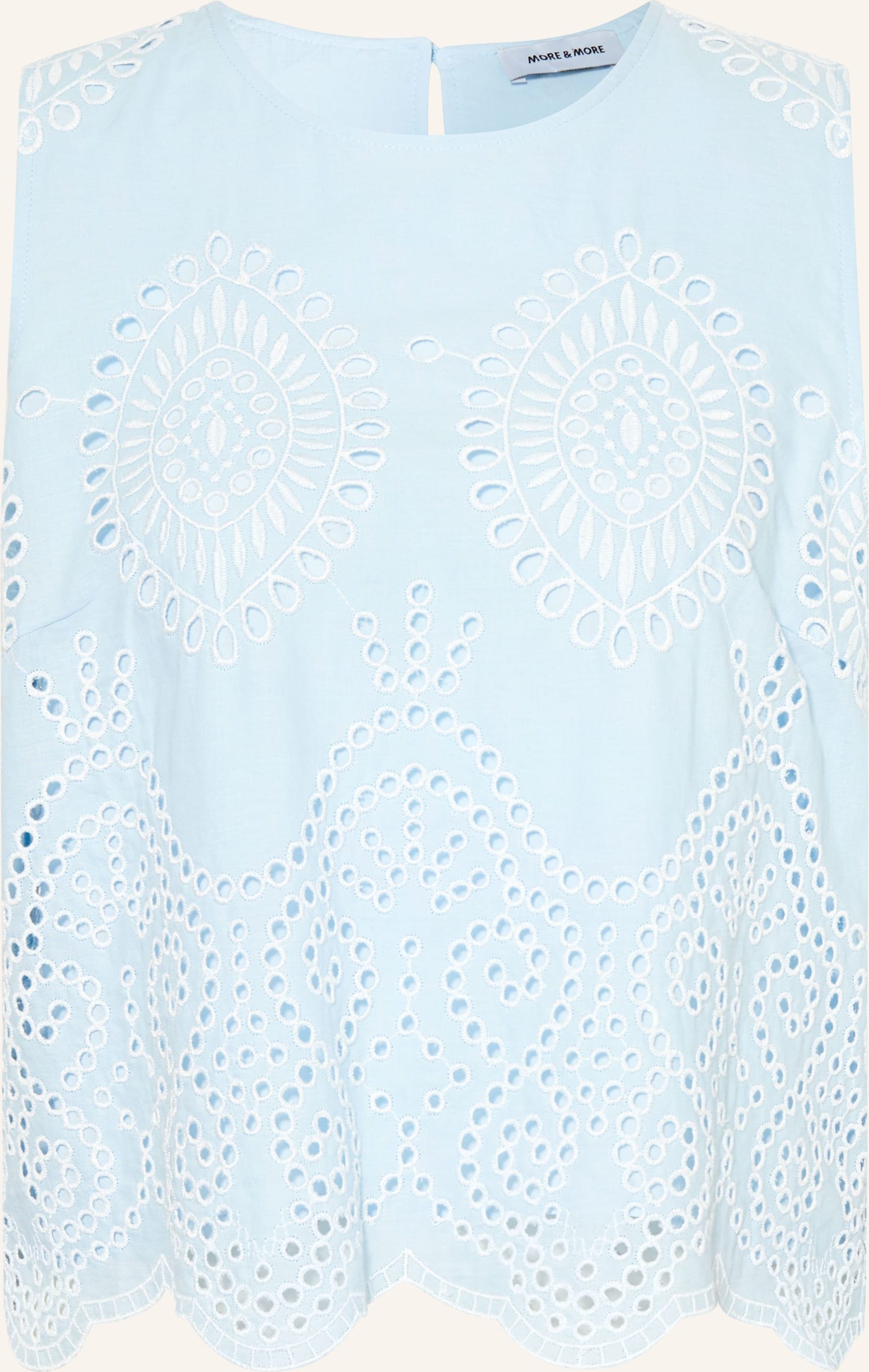More & More Blusentop Aus Lochspitze blau