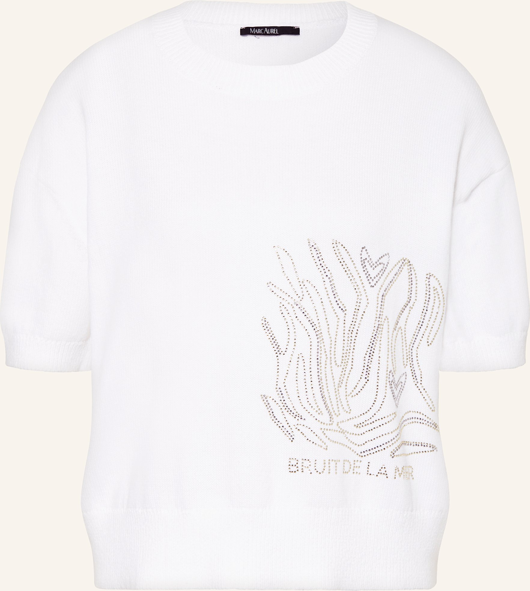 Marc Aurel Strickshirt Mit Schmucksteinen weiss