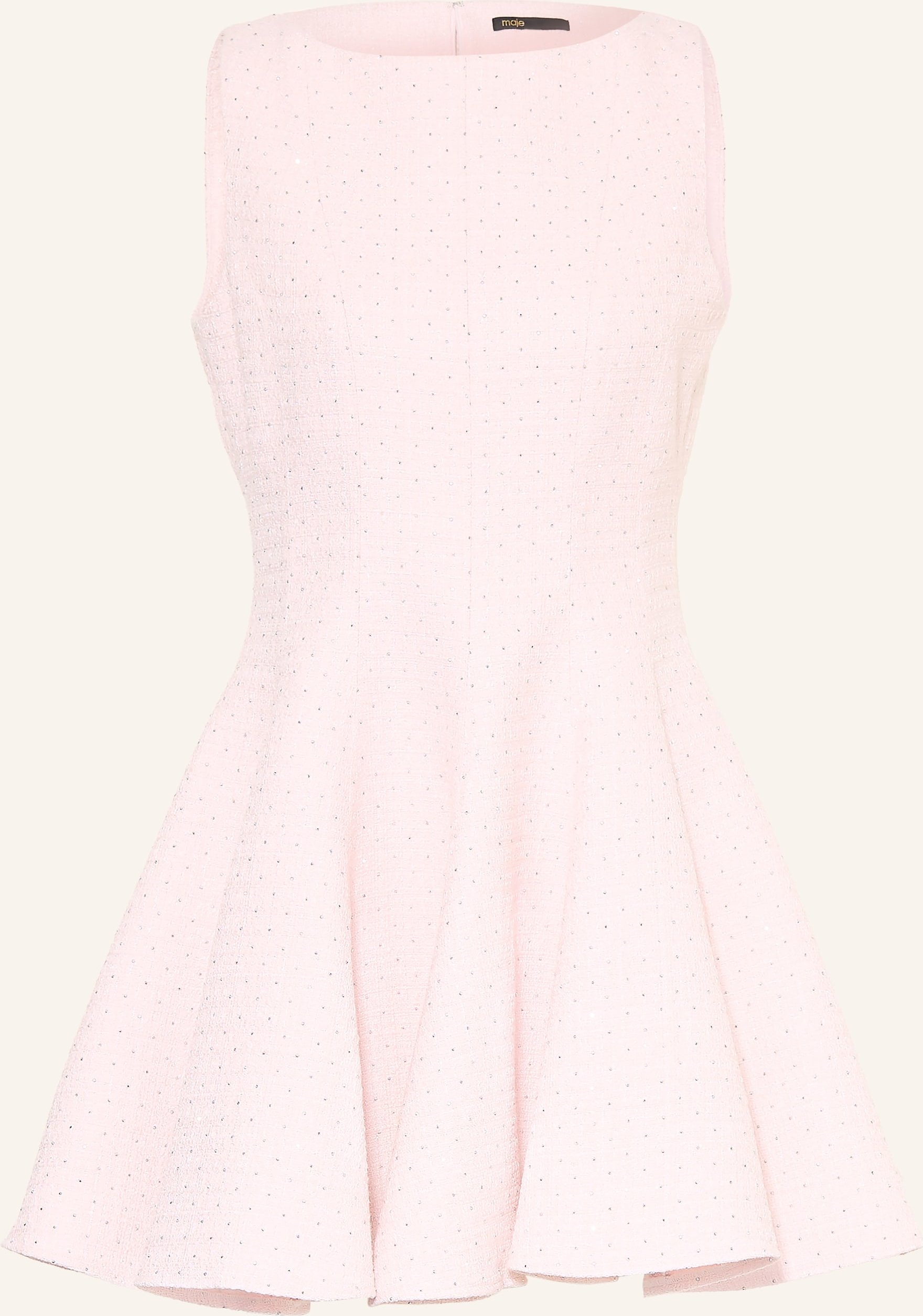Maje Bouclé-Kleid Mit Schmucksteinen Und Glitzergarn rosa