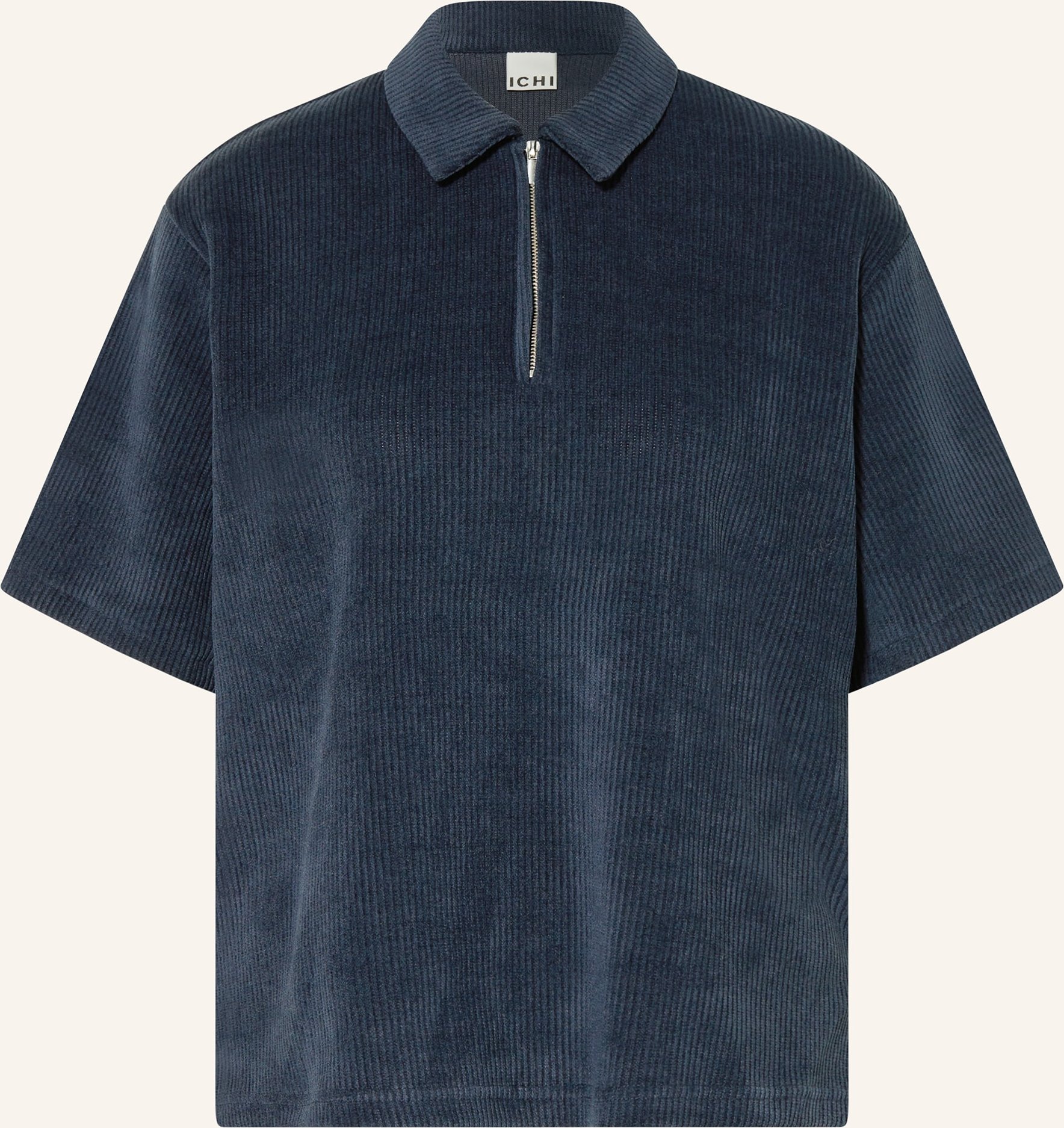 Ichi Cord-Poloshirt Ihkate blau