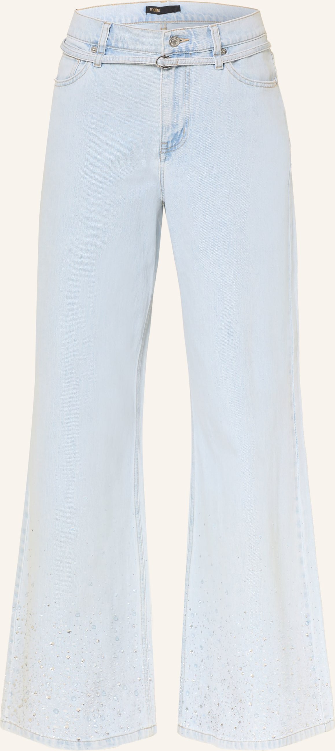 Maje Wide Leg Jeans Mit Schmucksteinen blau