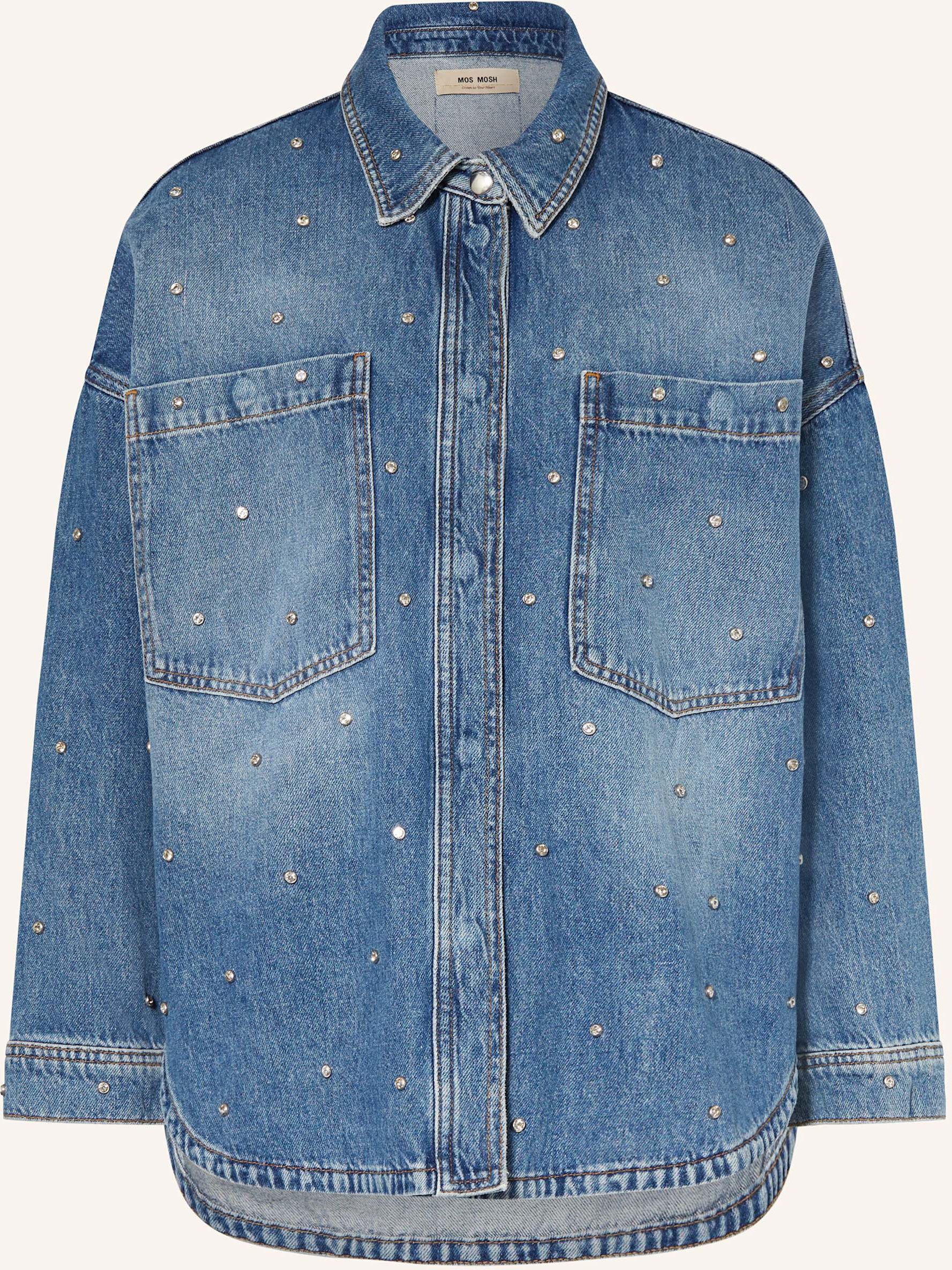 Mos Mosh Oversized-Jeansjacken Mmemme Mit Schmucksteinbesatz blau