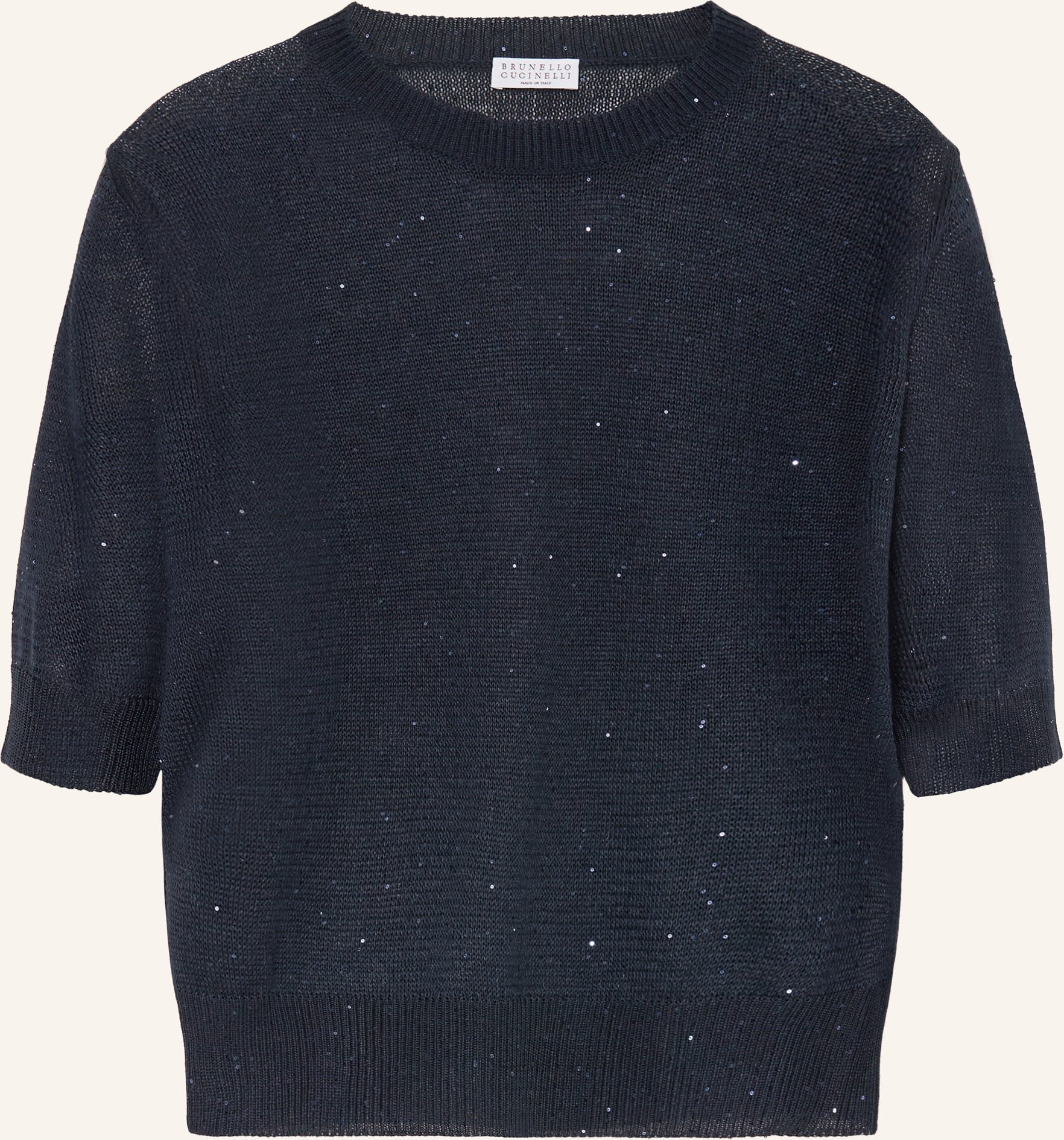 Brunello Cucinelli Strickshirt Aus Leinen Mit Pailletten blau