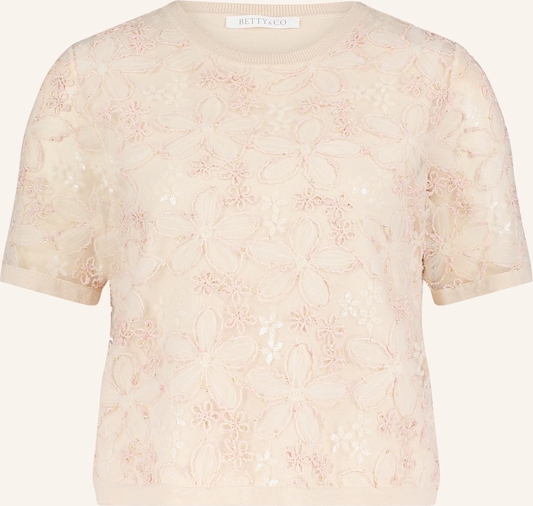 Betty&Co Strickshirt Im Materialmix Mit Pailletten rosa