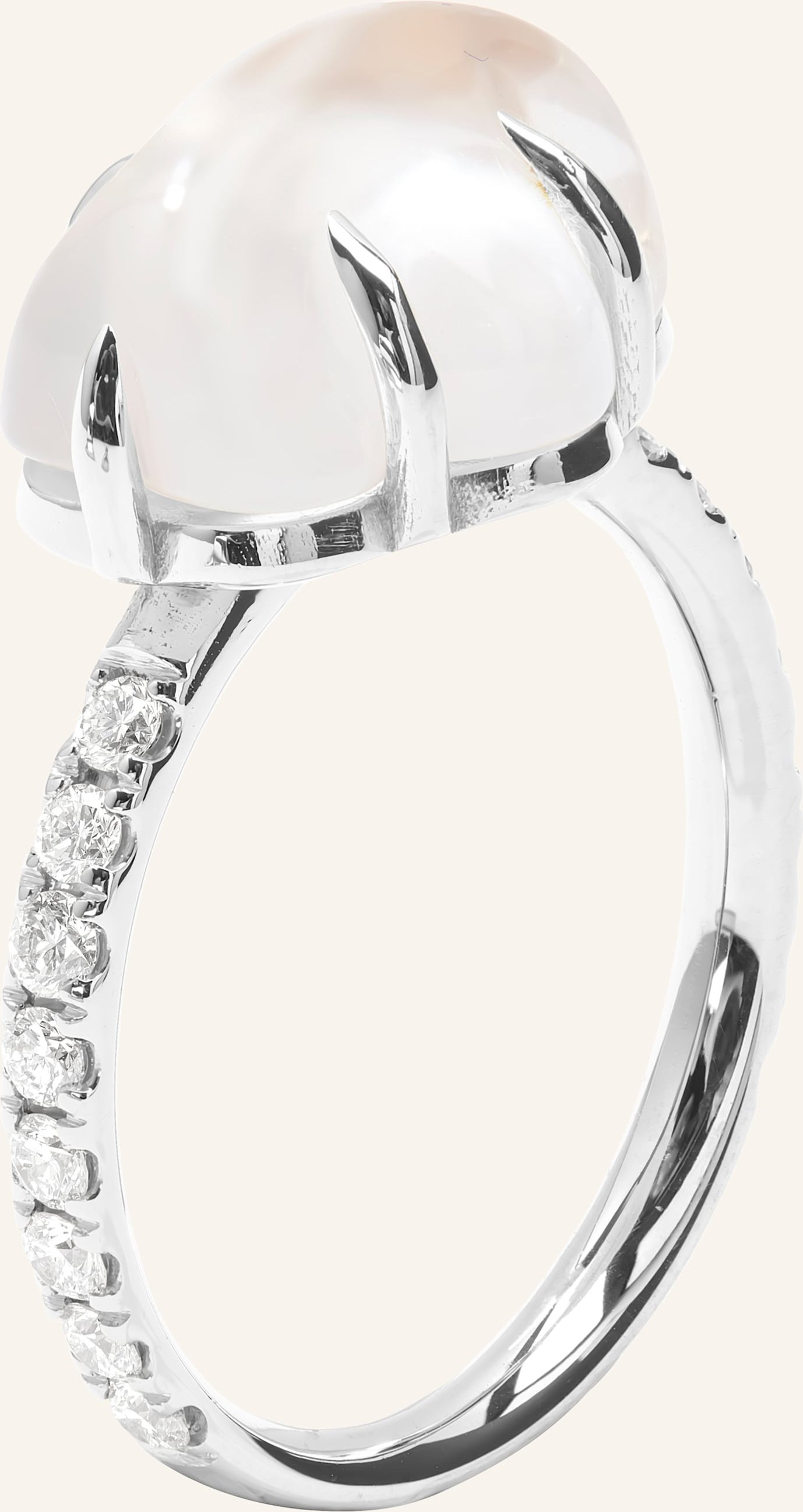 Vieri Ring Wolke Milchquarz Brillant Pavé silber