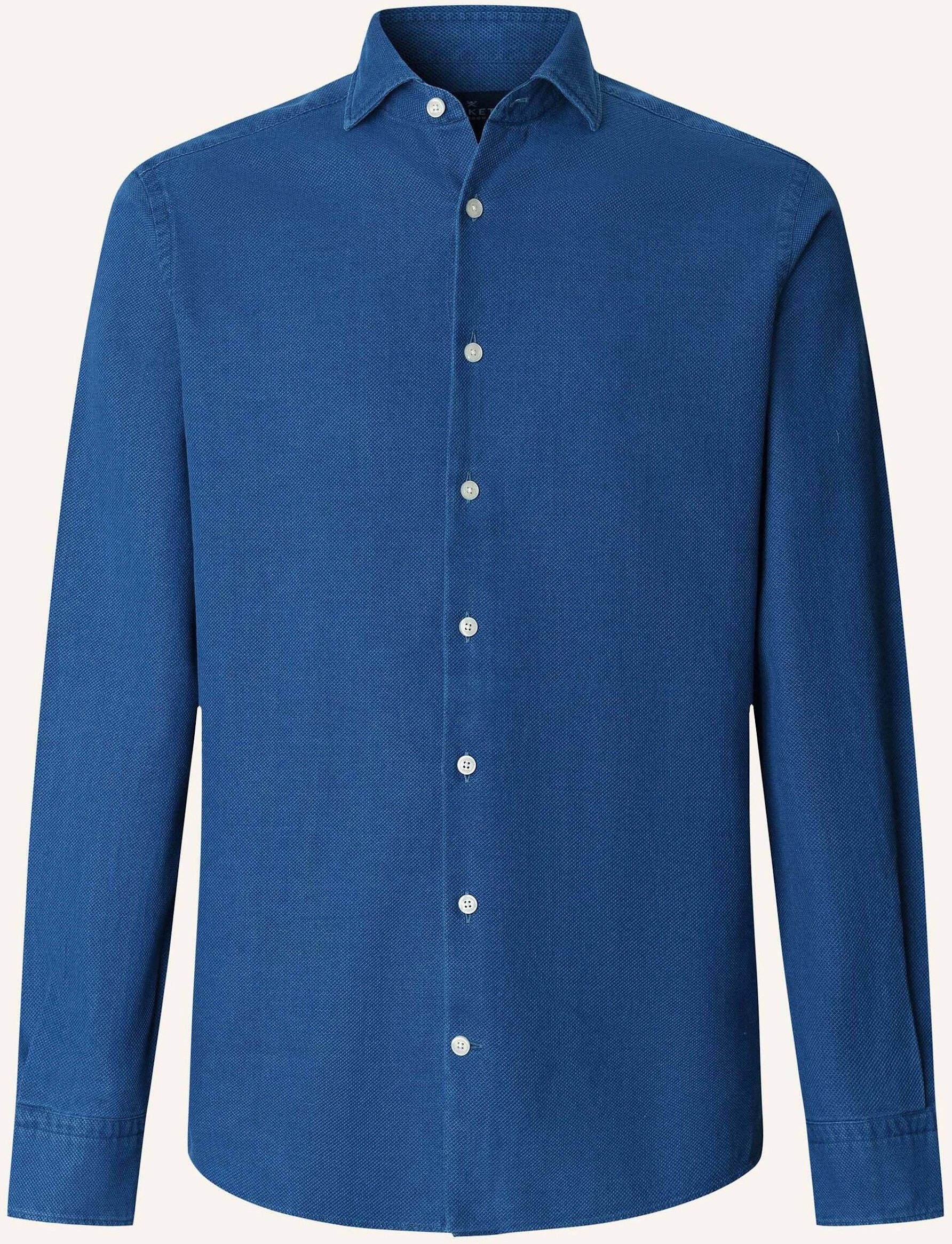 Hackett London Freizeithemd Textured Denim blau