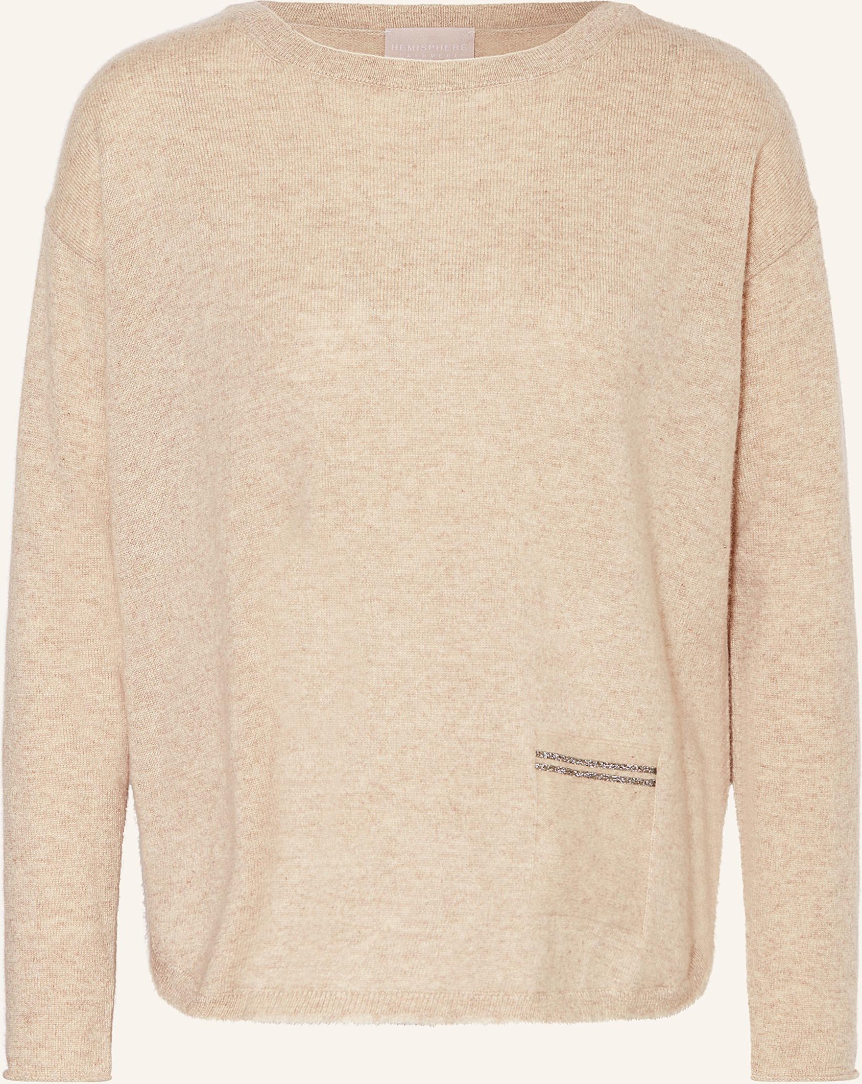 Thumbnail - Hemisphere Cashmere-Pullover Mit Schmucksteinen beige