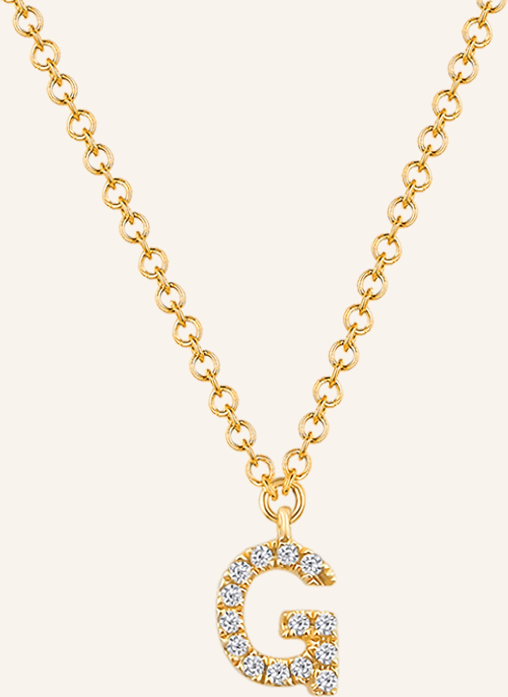 Leaf Initialien Halskette „G“ Aus 14 Karat Gelbgold Mit Diamanten gold