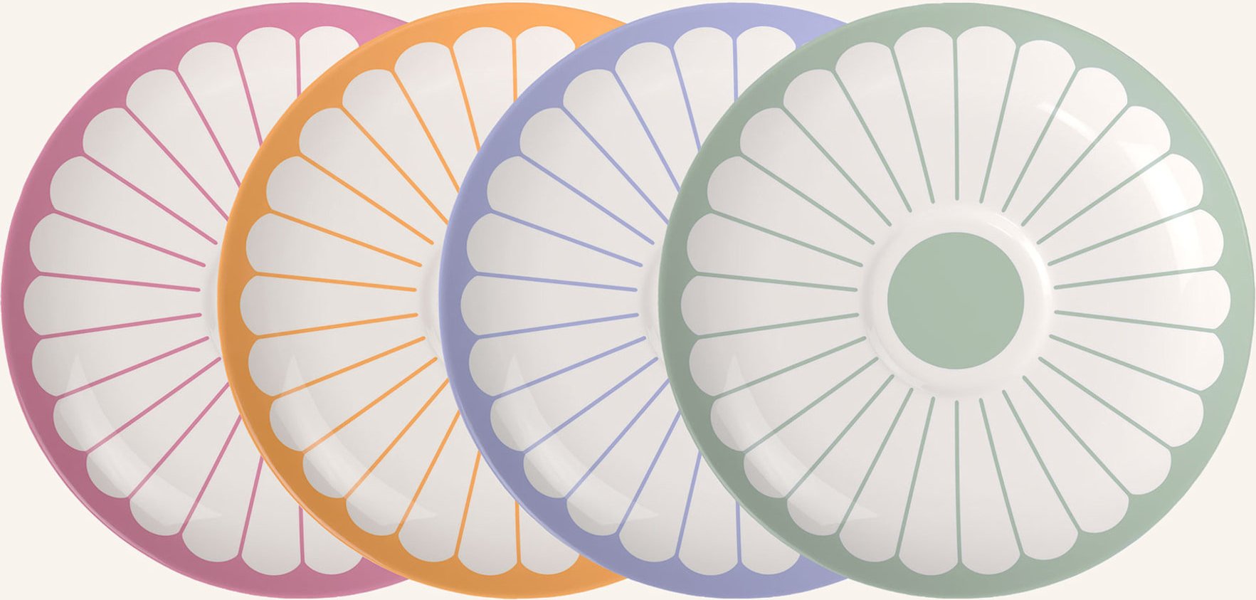 Villeroy & Boch Cappuccino-Untertasse, 4-Teilig Fleur Couleur weiss