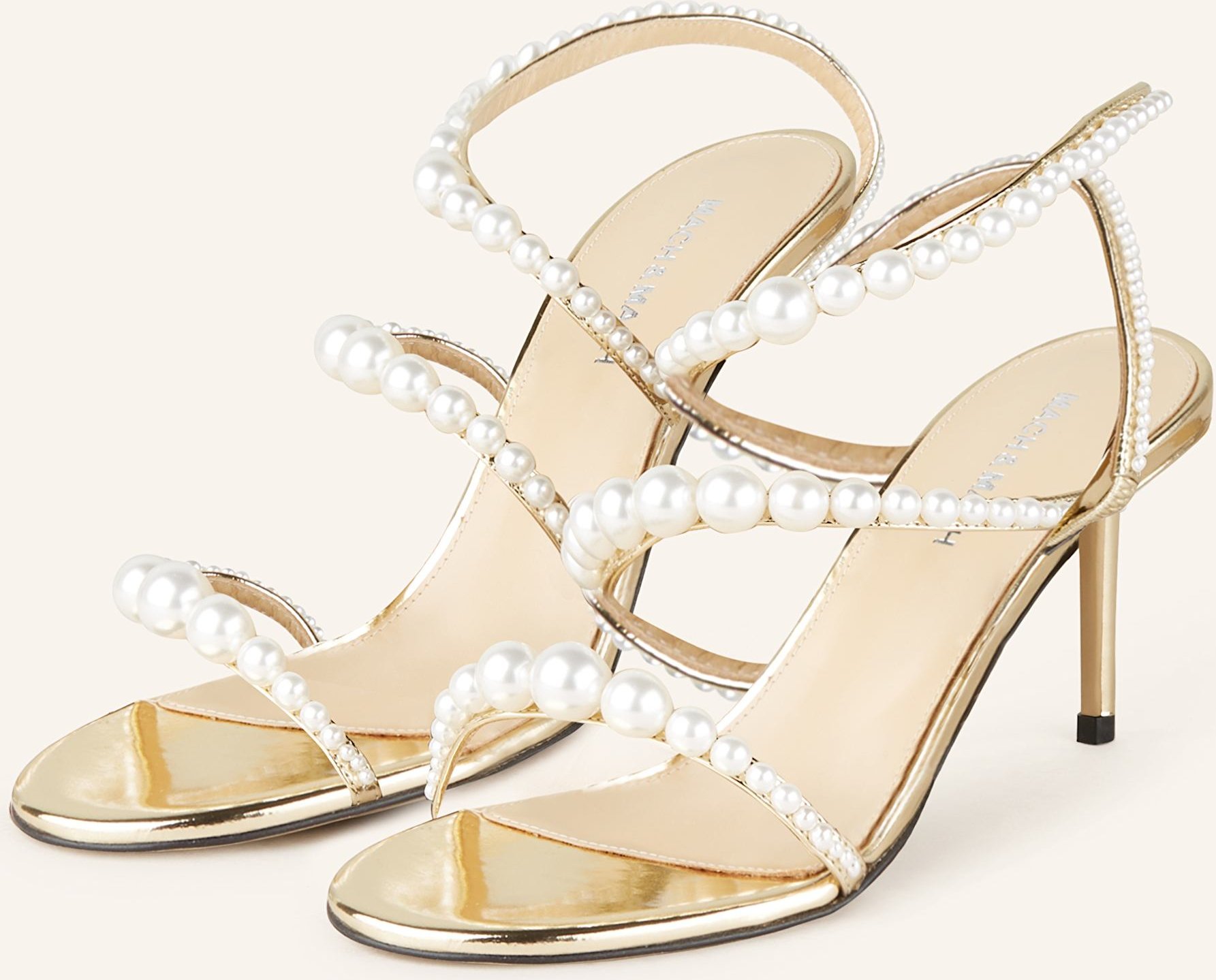 Mach & Mach Lacksandaletten Sirene Mit Schmuckperlen gold