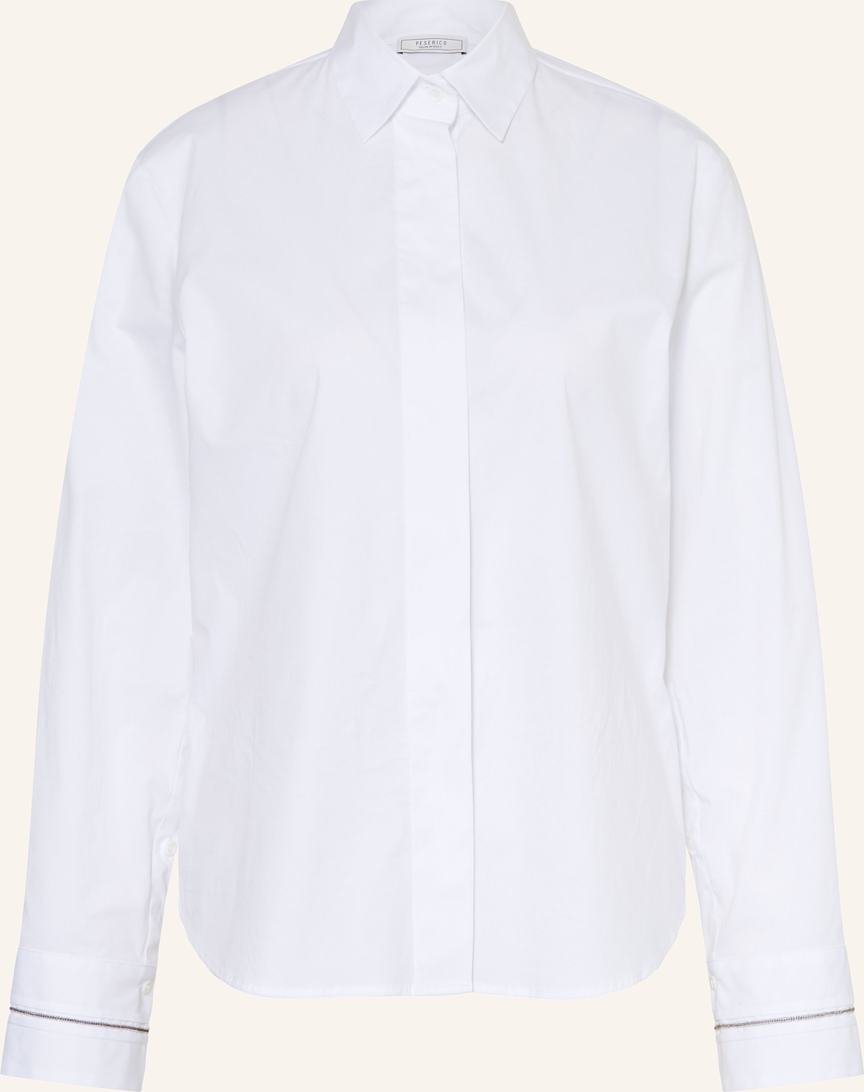 Peserico Hemdbluse Mit Schmuckperlen weiss