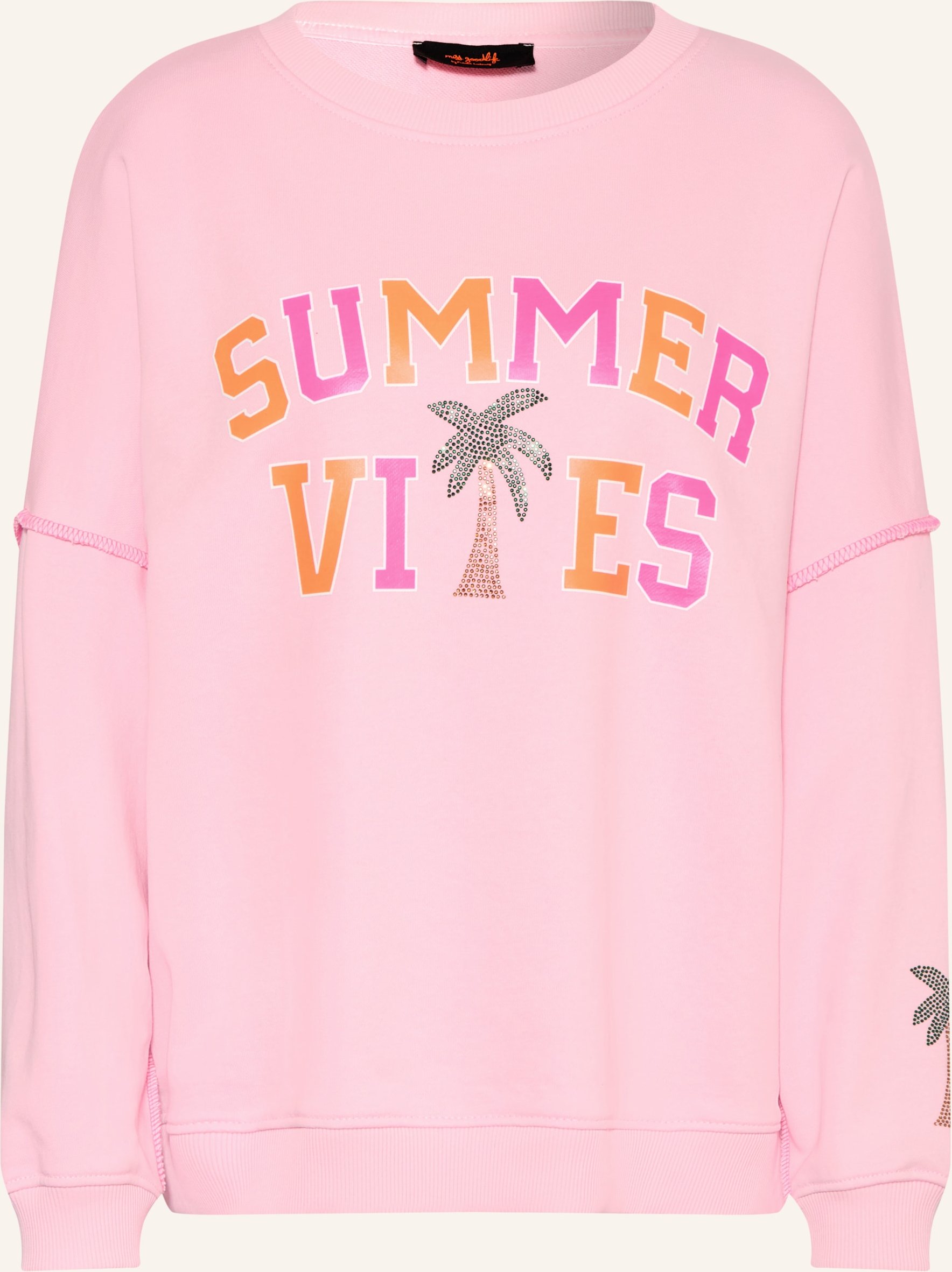 Miss Goodlife Oversized-Sweatshirt Mit Schmucksteinen rosa