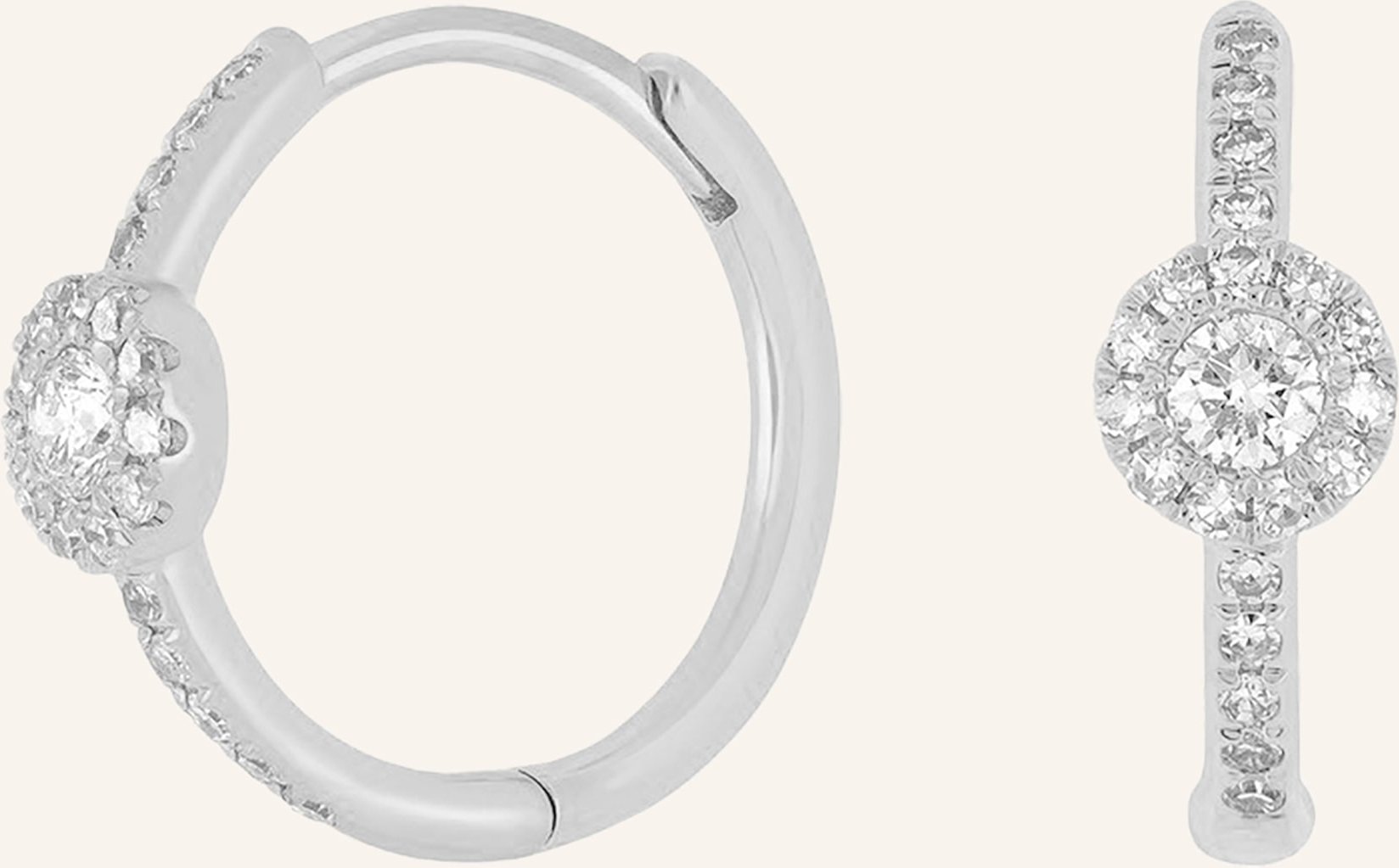 Leaf Creolen Pave Ii Aus 14 Karat Weißgold Mit Diamanten silber