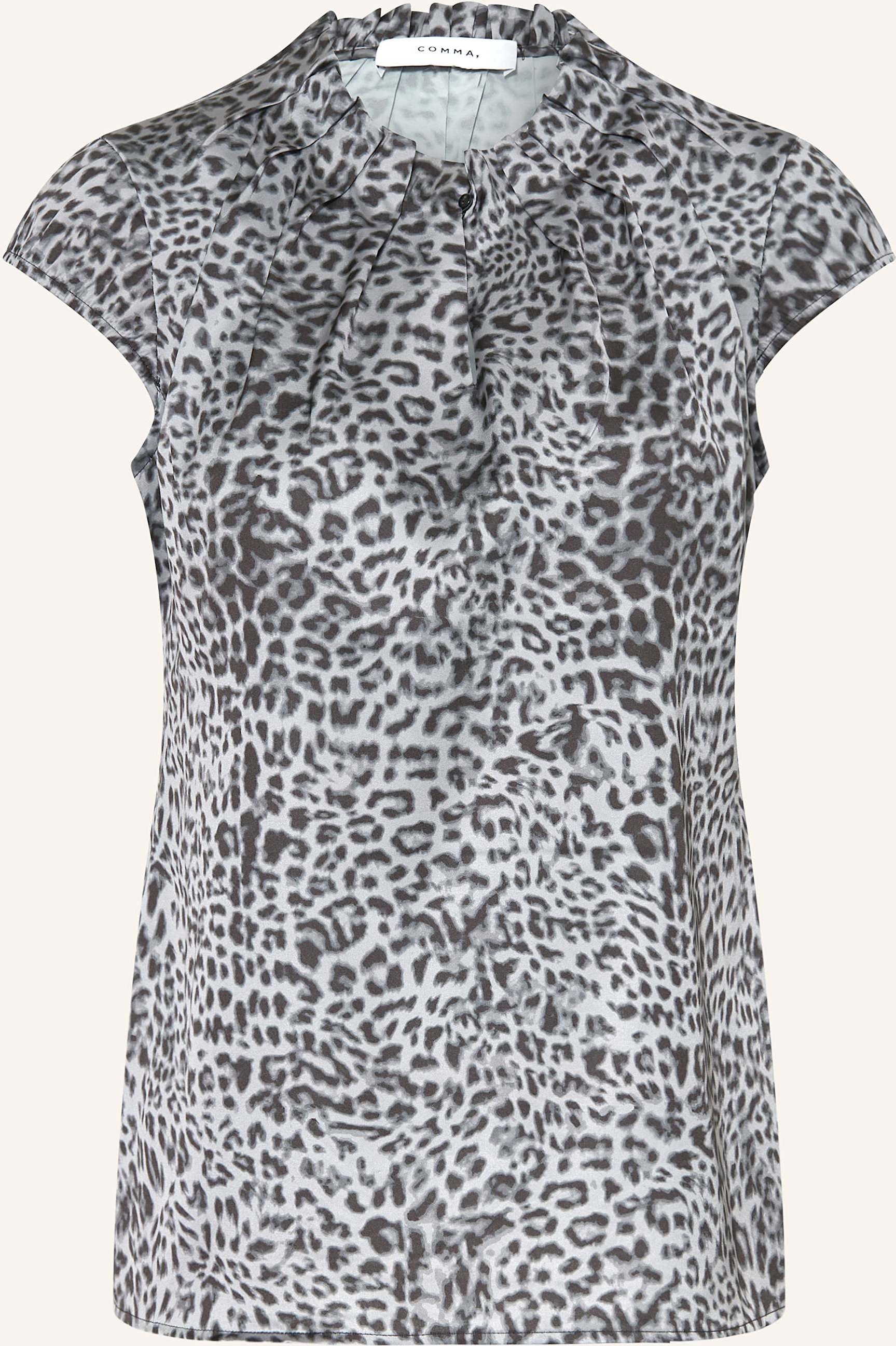 Comma Blusentop Sonja Aus Satin Mit Rüschen grau