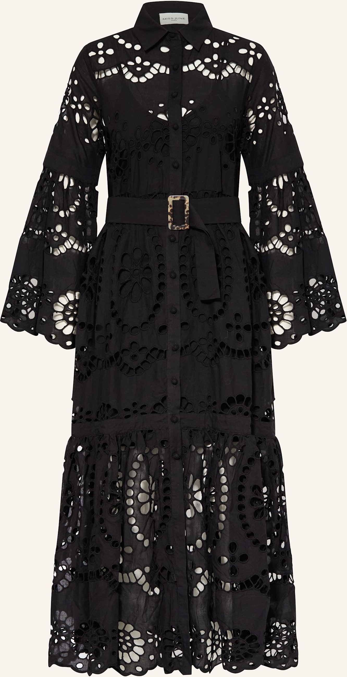 Miss June Hemdblusenkleid Aus Lochspitze schwarz