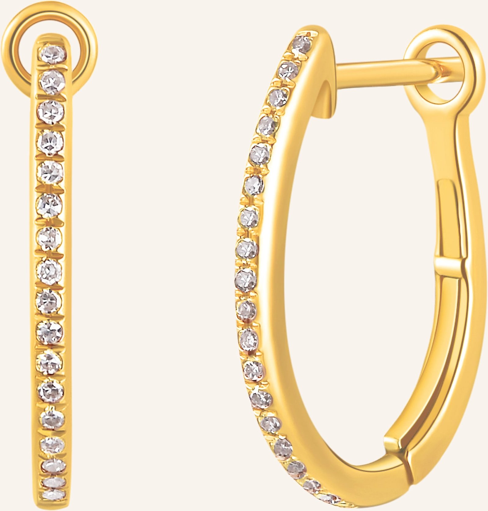 Leaf Creolen Oval S Aus 18 Karat Gelbgold Mit Diamanten gold