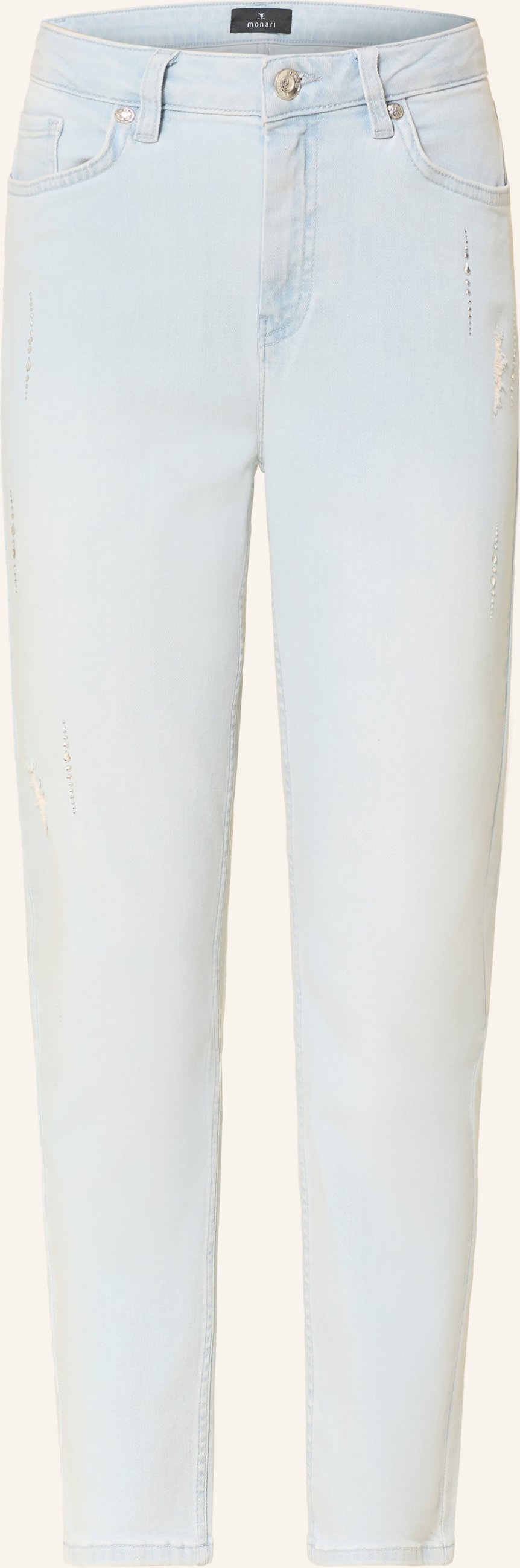 Monari Cropped Jeans Mit Schmucksteinen blau