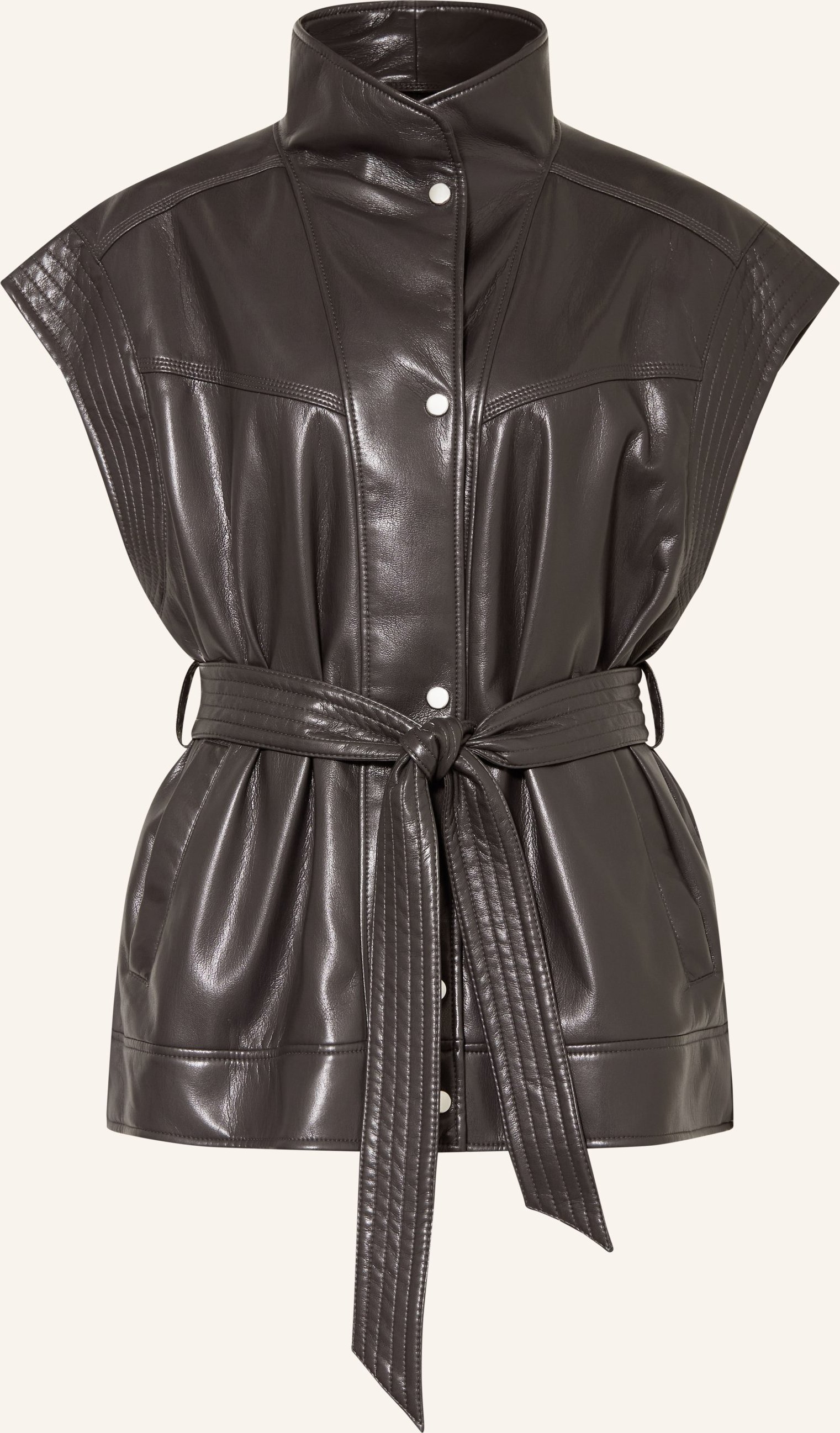 Boss Weste In Lederoptik grau