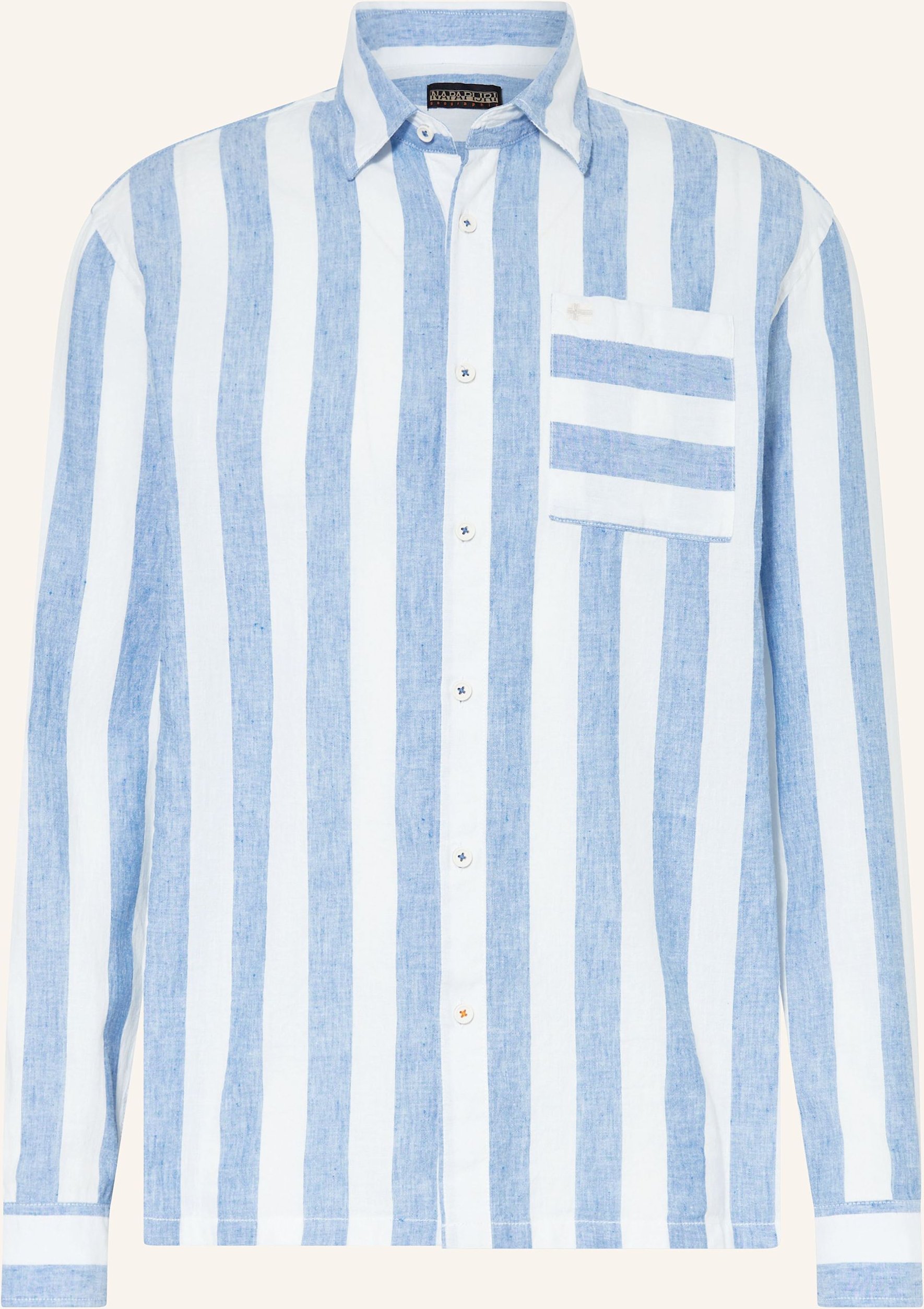Napapijri Hemd Brolio Comfort Fit Mit Leinen weiss
