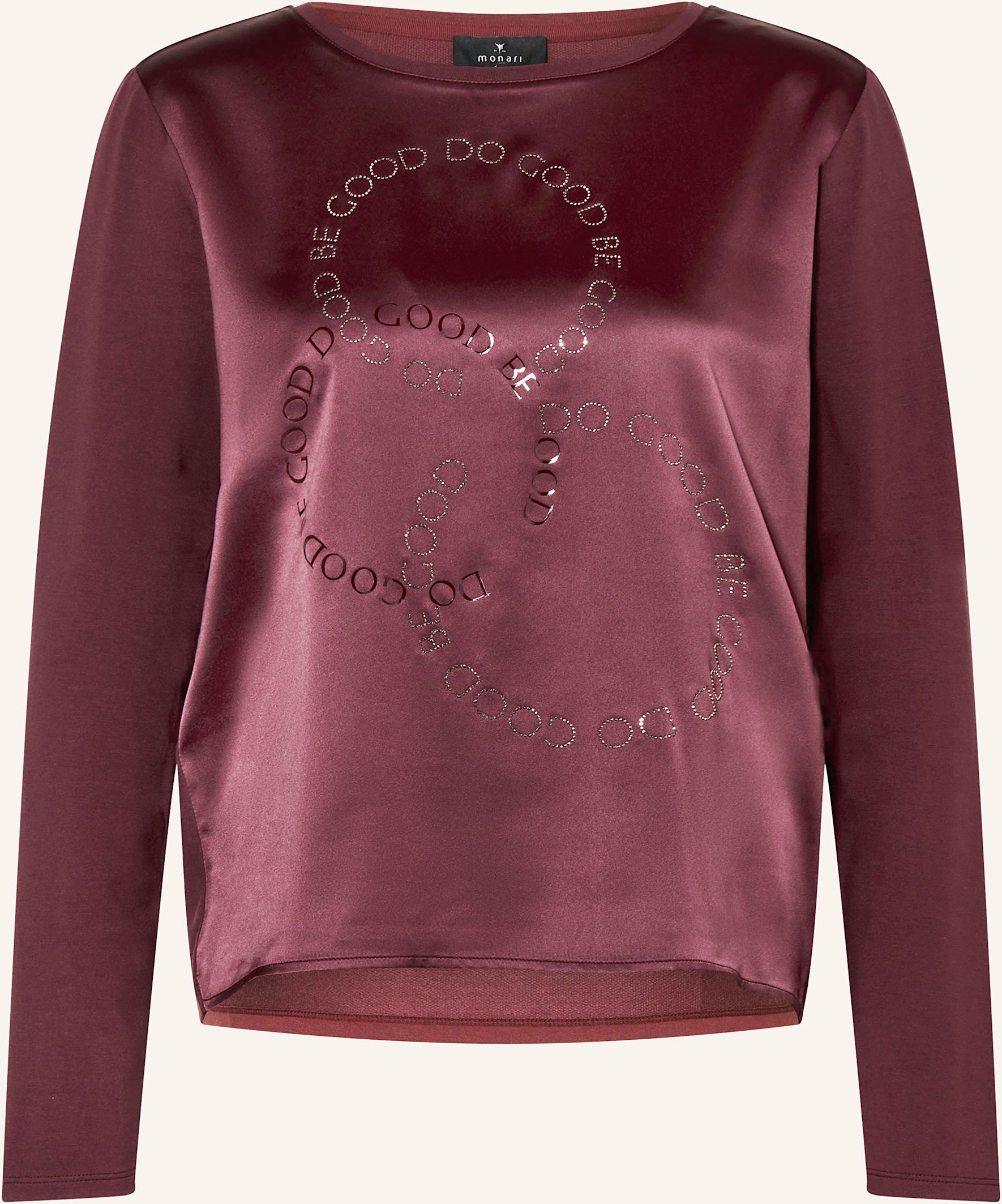 Monari Longsleeve Im Materialmix Mit Schmucksteinen rot