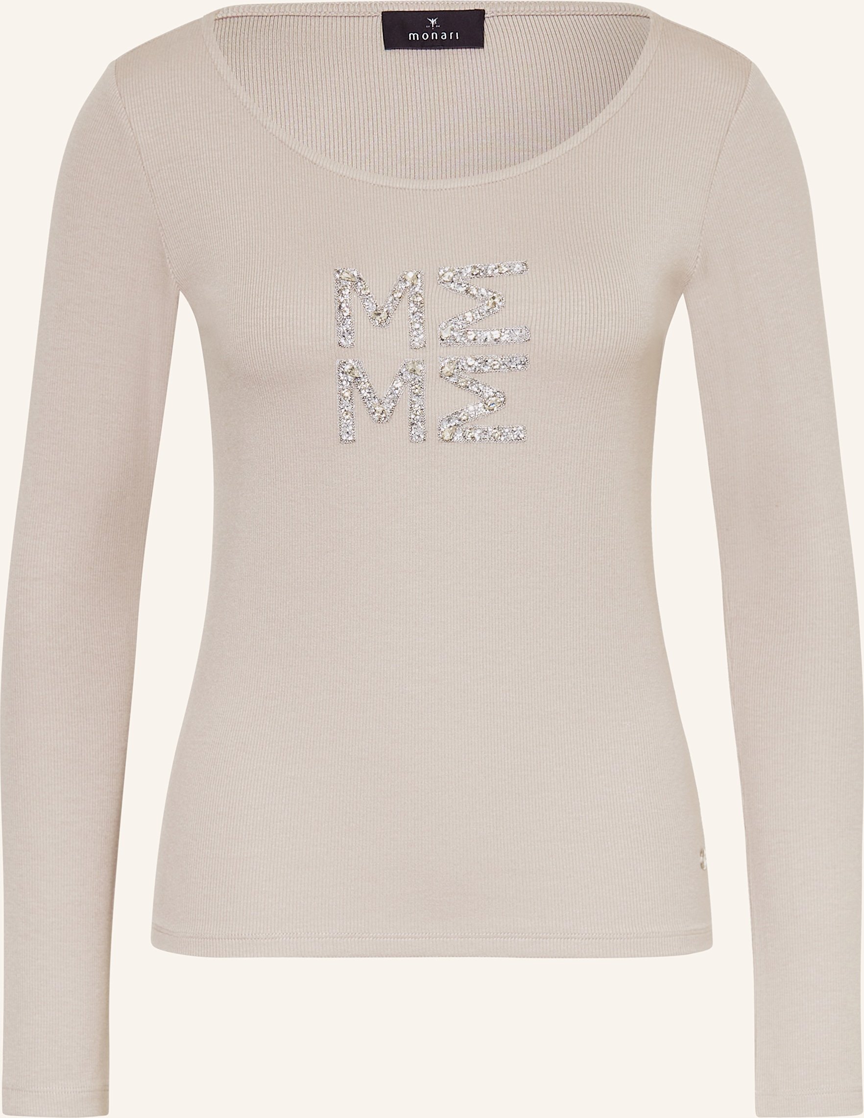 Monari Longsleeve Mit Schmucksteinen beige