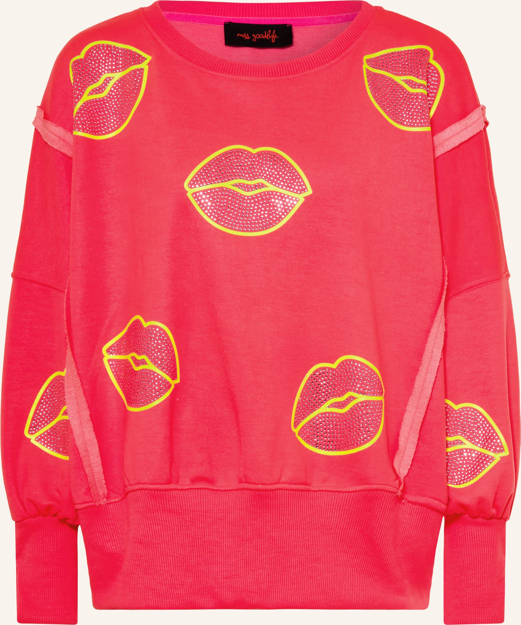 Miss Goodlife Sweatshirt Mit Schmucksteinen pink