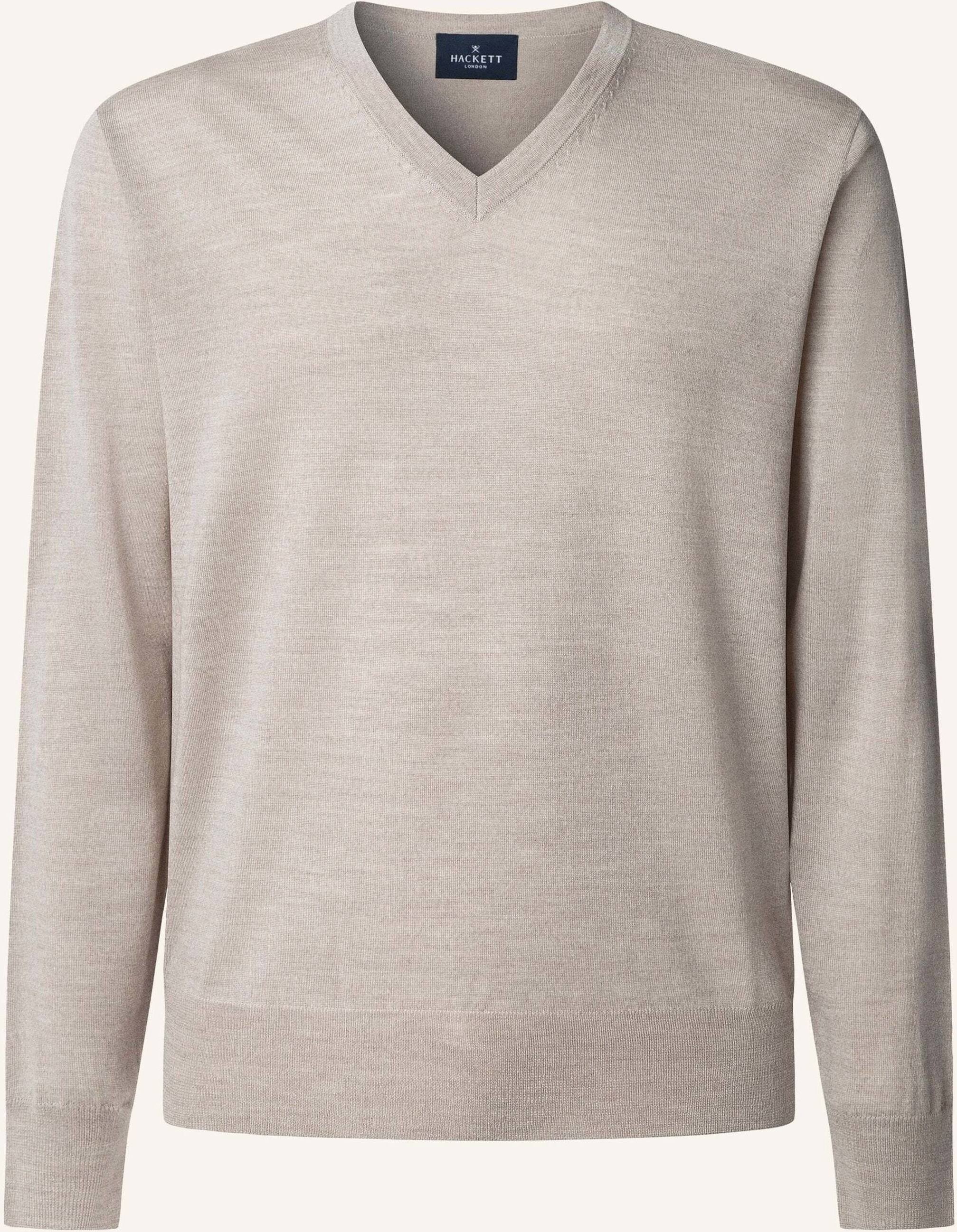 Hackett London Pullover Gmd Merino Silk Vneck beige