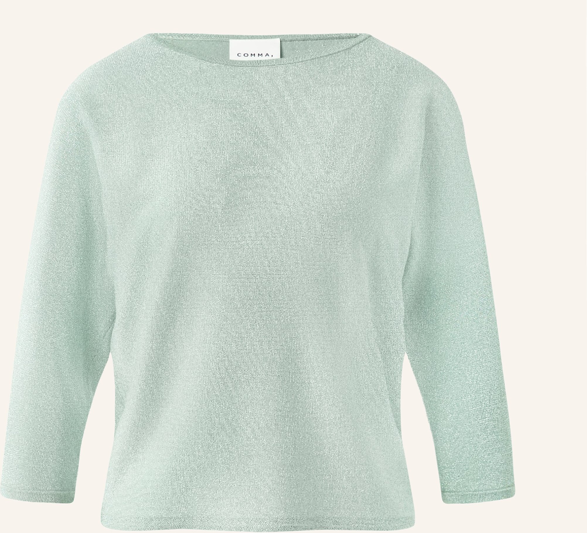 Comma Pullover Mit 3/4-Arm Und Glitzergarn gruen