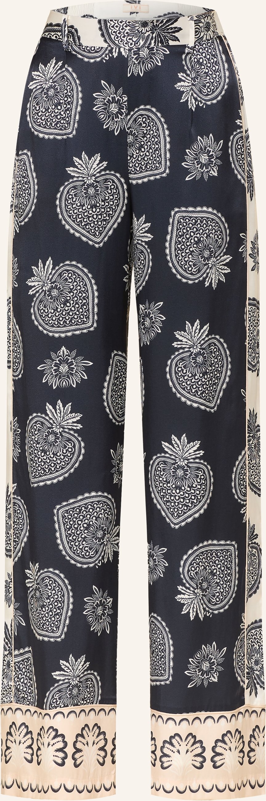 Ivi Collection Marlenehose Mit Seide blau