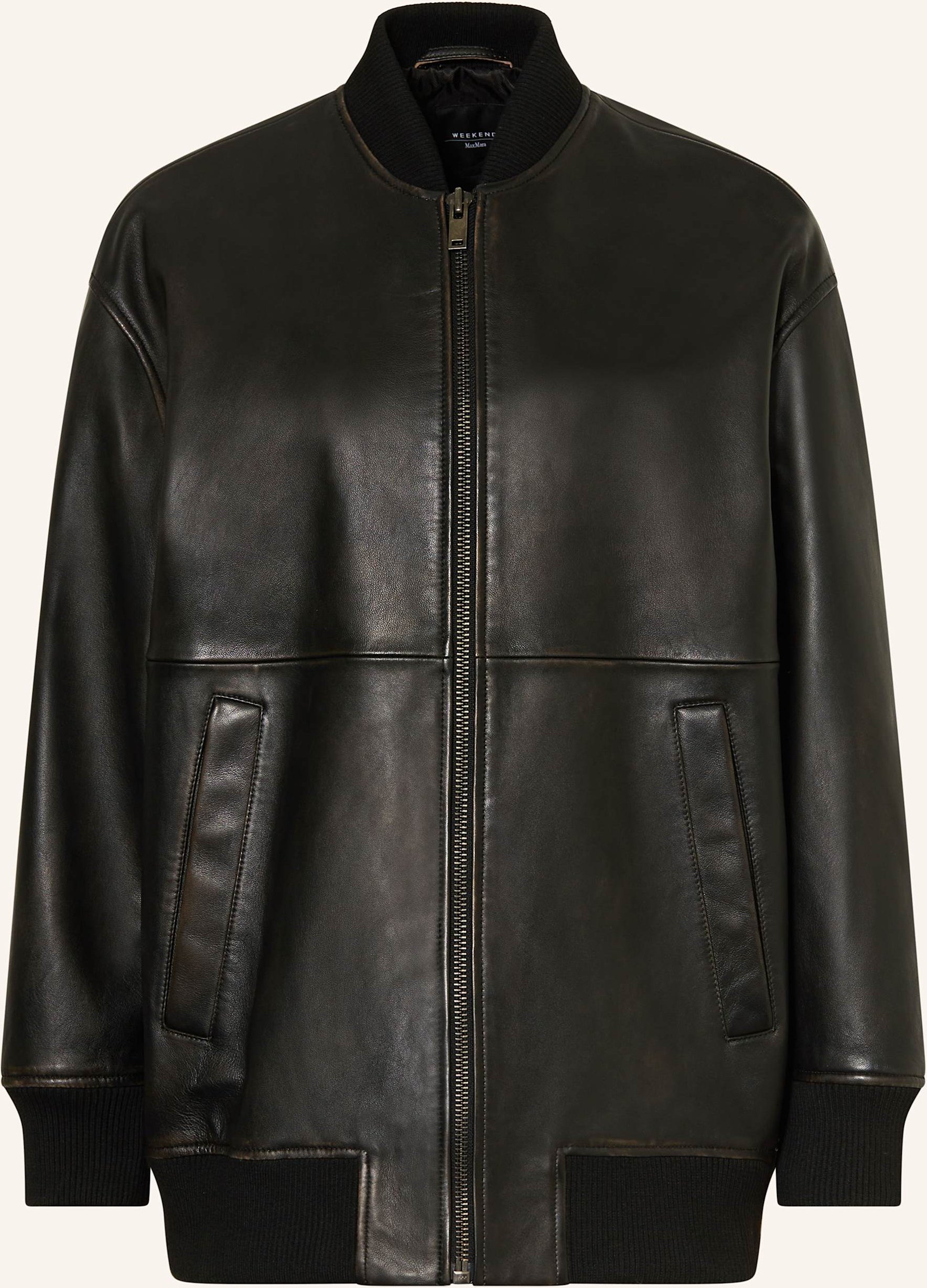 Weekend Max Mara Lederjacke Tattico schwarz