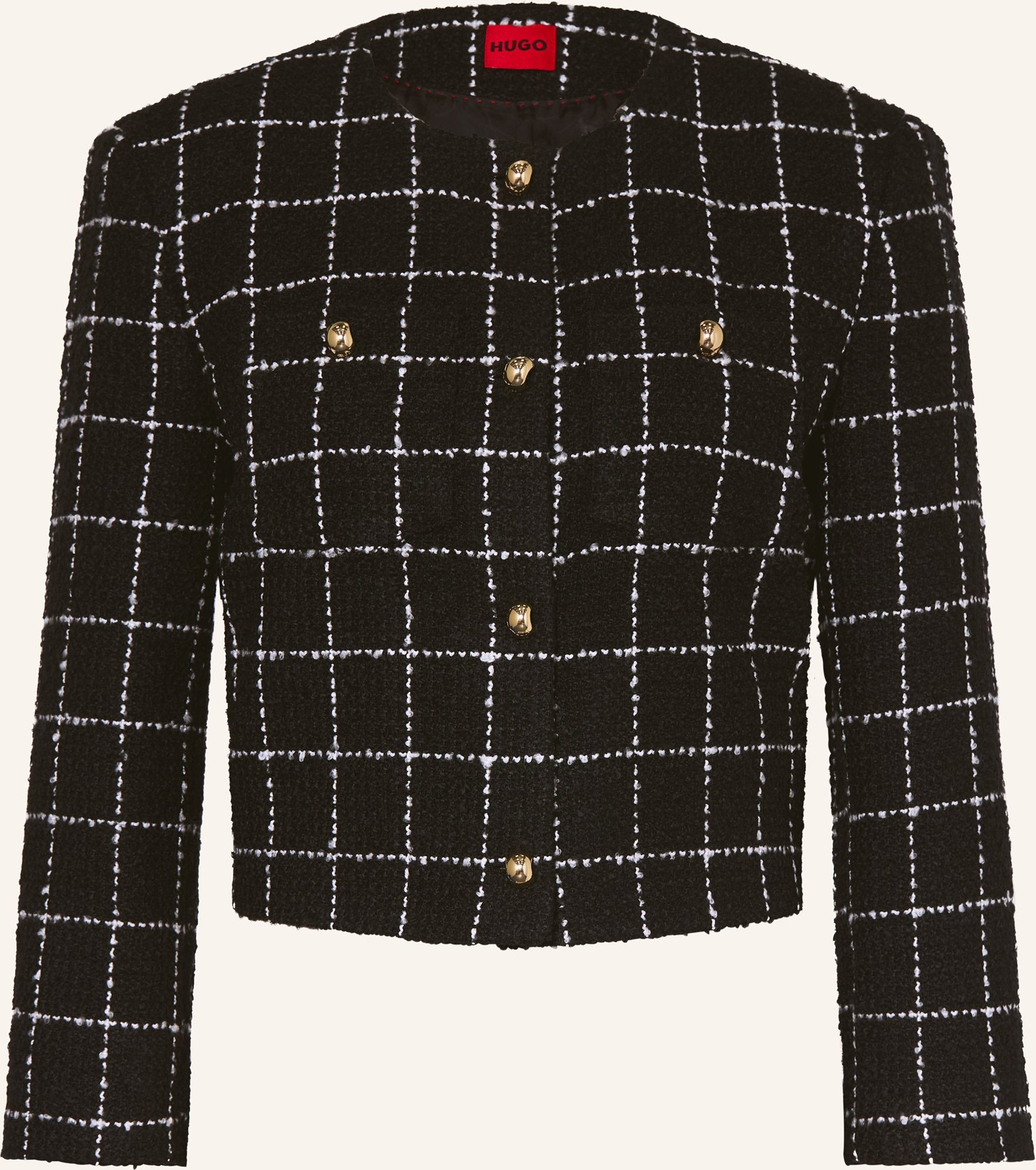 Hugo Kastenjacke Adini Aus Bouclé Mit 3/4-Arm schwarz