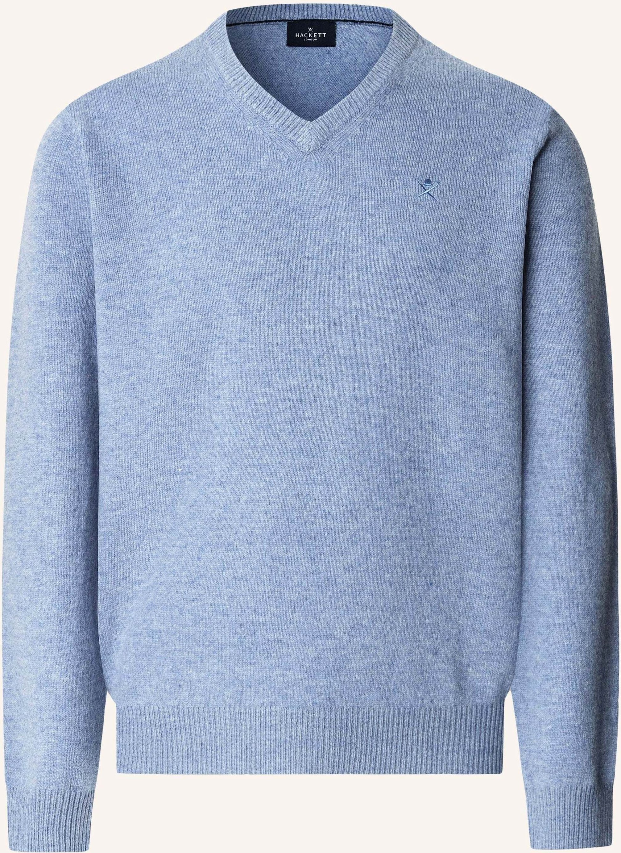 Hackett London Pullover Lambswool V Neck blau