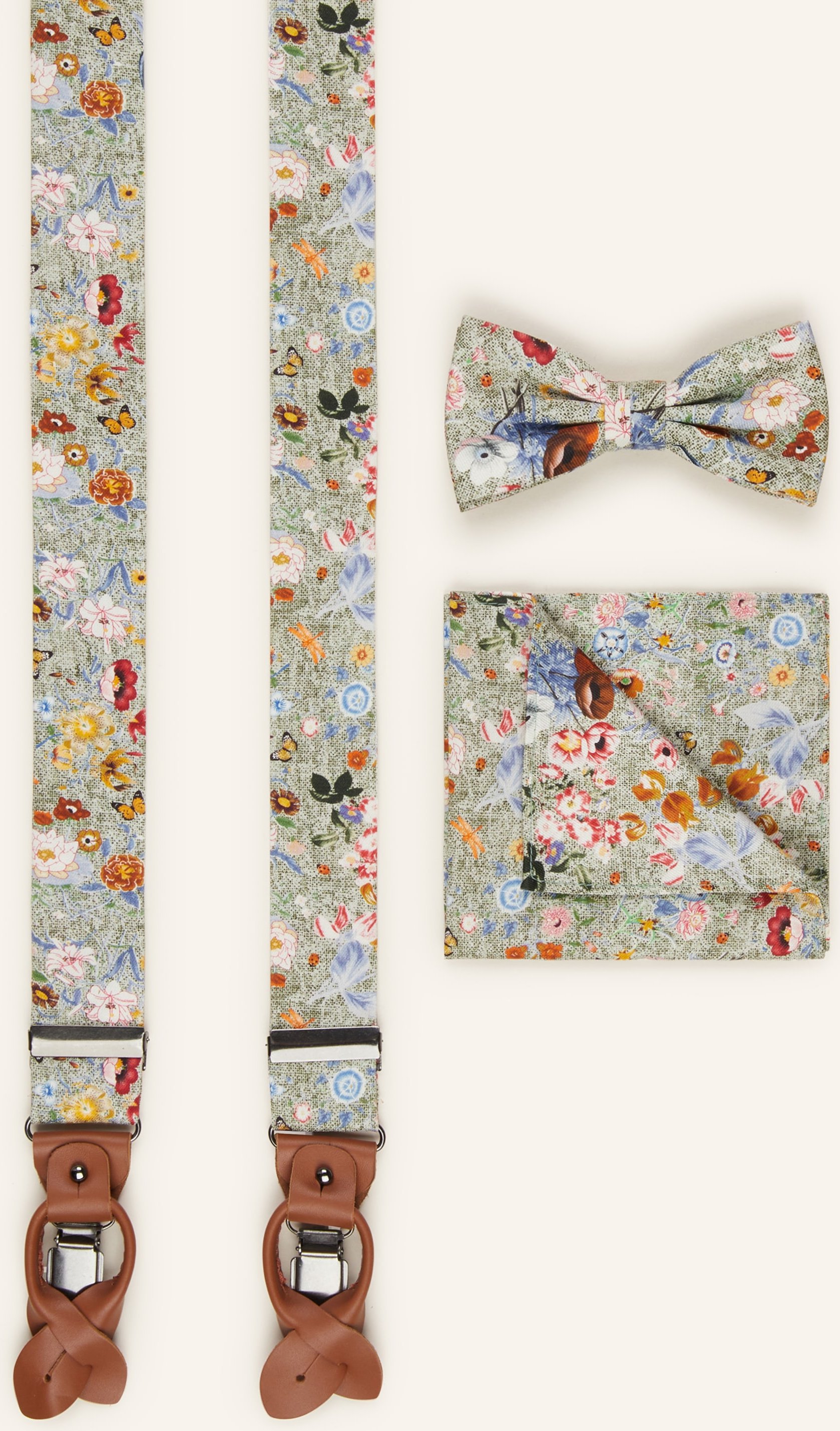 Prince Bowtie Set: Hosenträger, Fliege Und Einstecktuch gruen