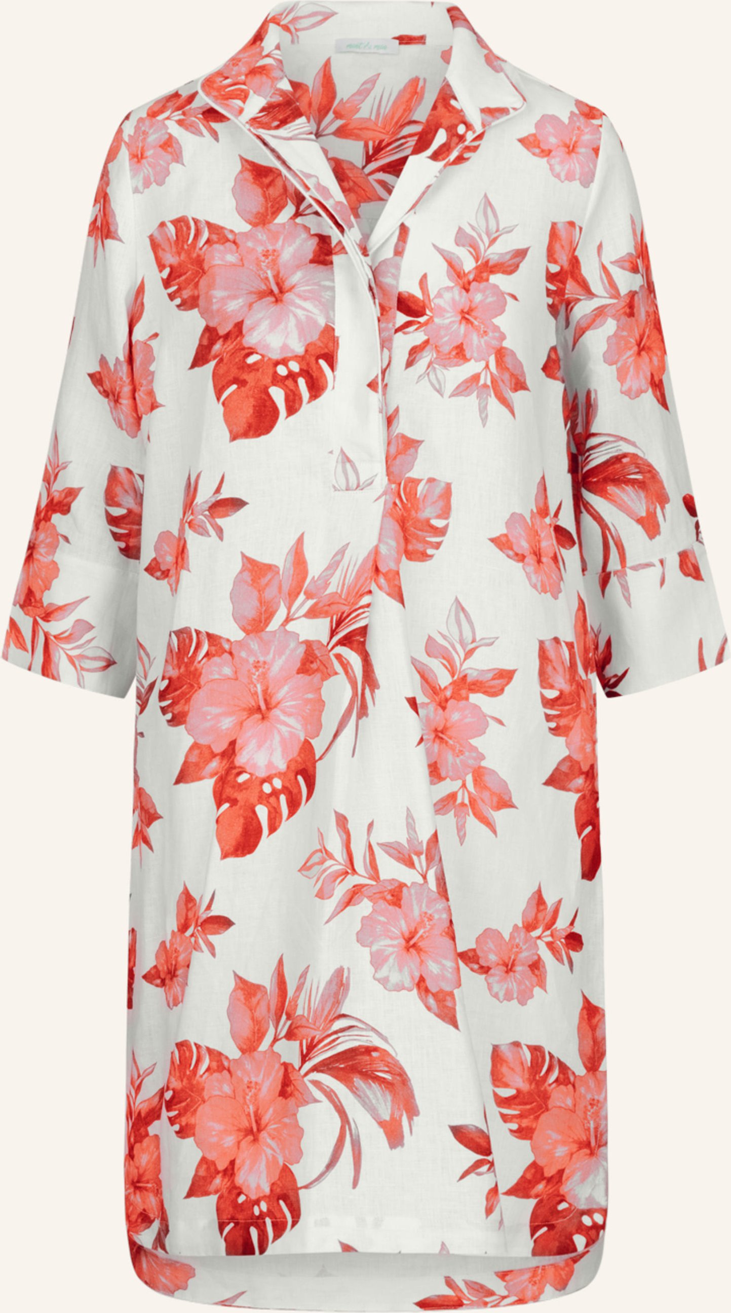 Mint & Mia Bedrucktes Midi Leinen Kleid pink