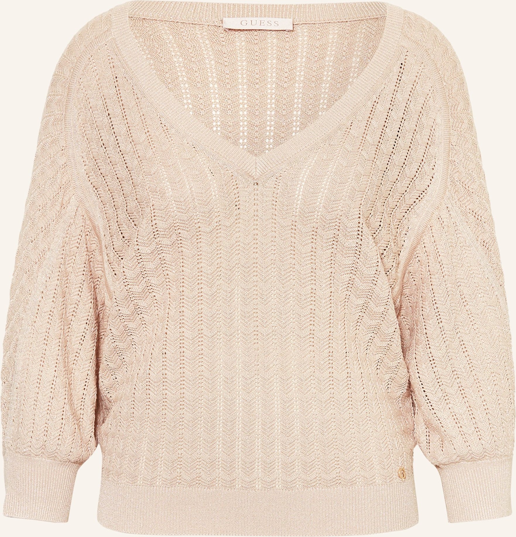 Guess Pullover Rosalyn Mit Gitzergarn Und 3/4-Arm beige