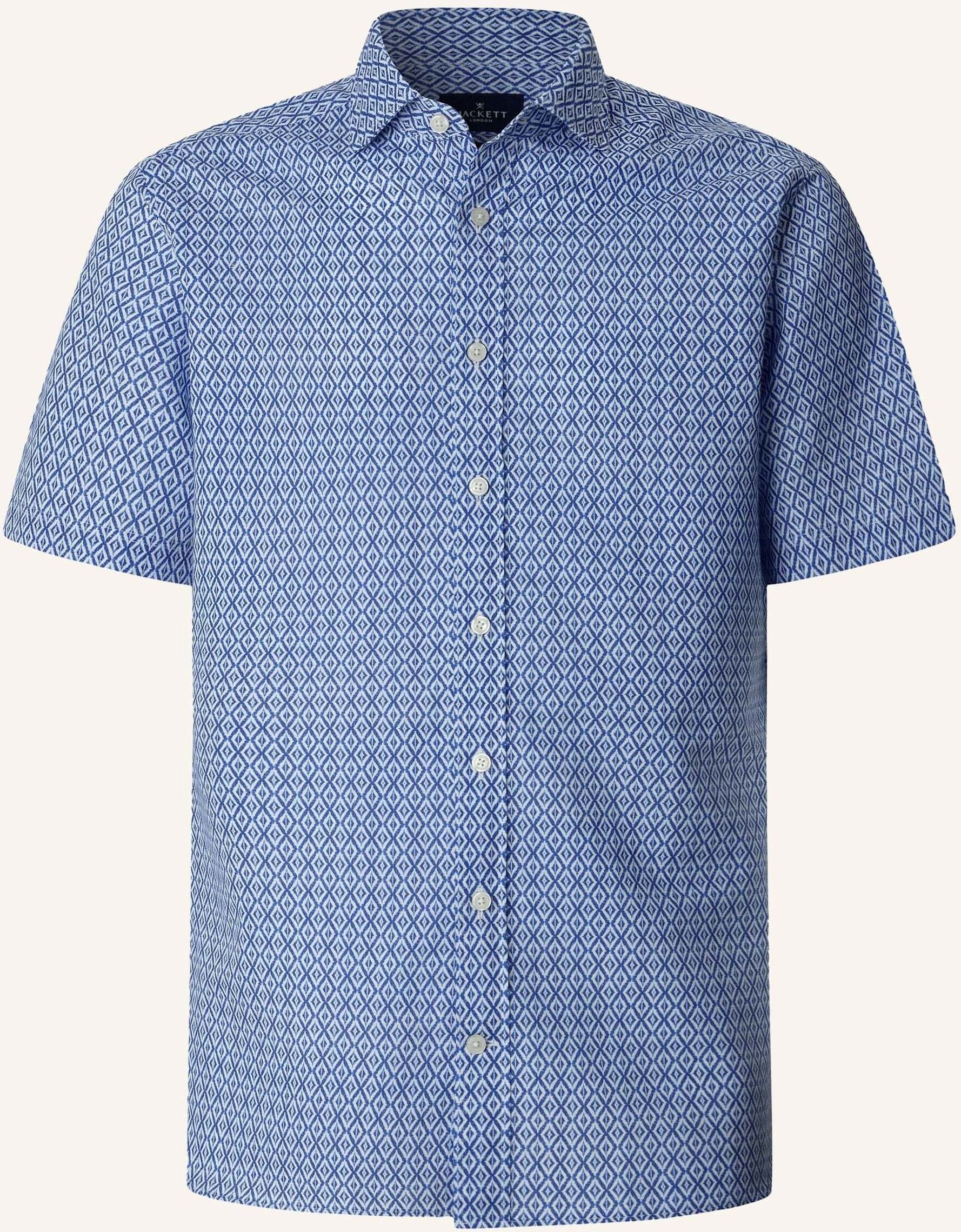 Hackett London Freizeithemd Clay Print Ss blau