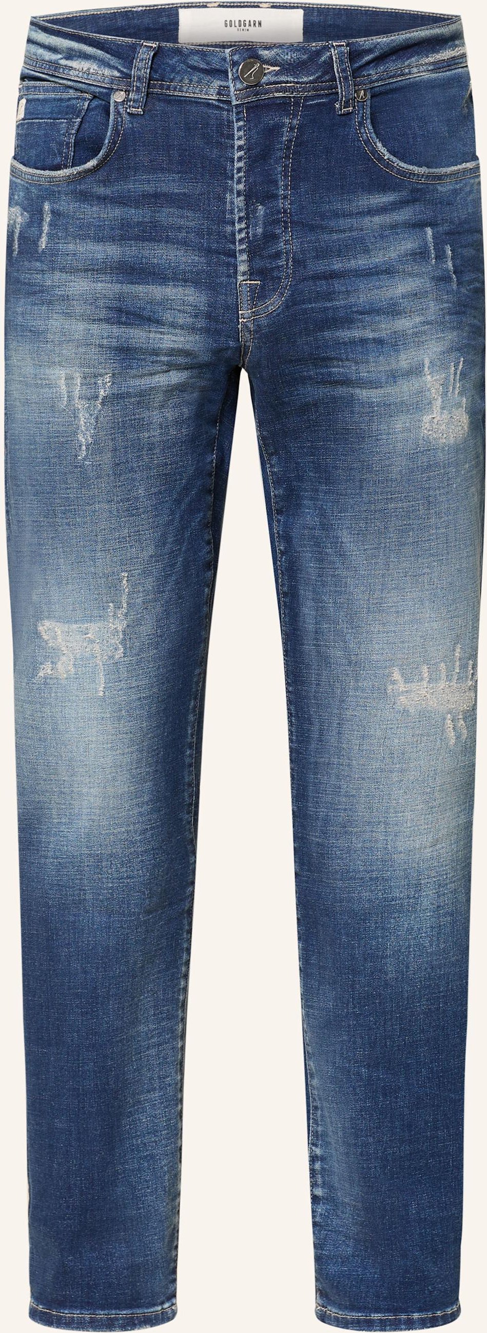 Goldgarn Denim Destroyed Jeans u2 Tapered Fit blau