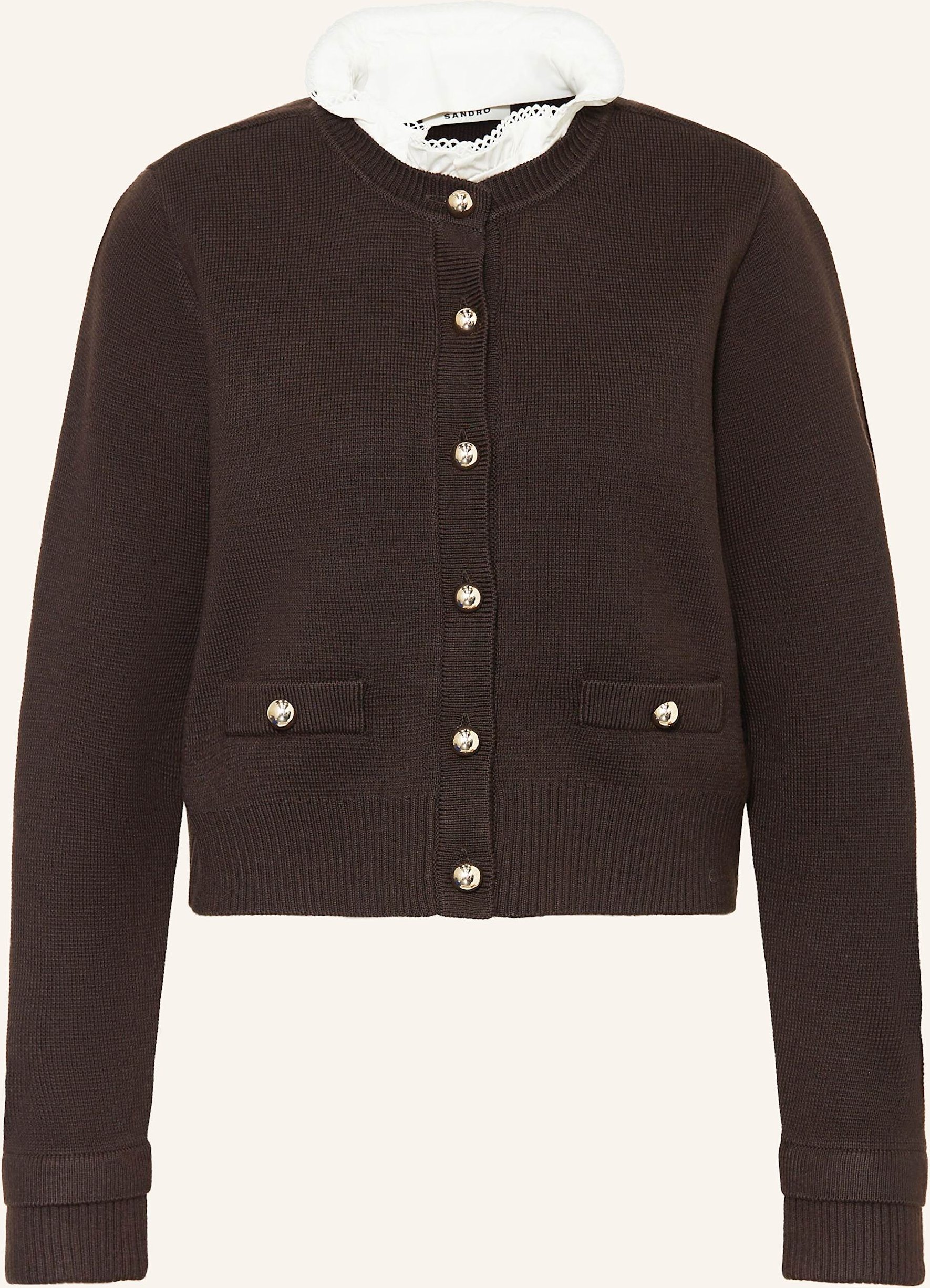 Sandro Strickjacke Mit Abnehmbarem Kragen braun