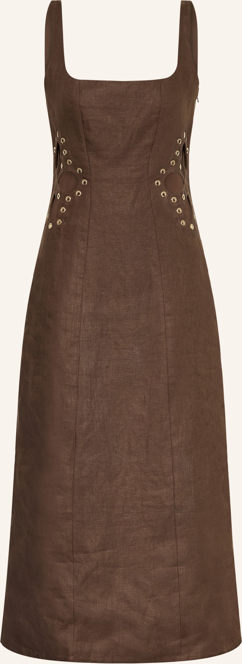 Maje Leinenkleid Mit Nieten Und Cut-Outs braun