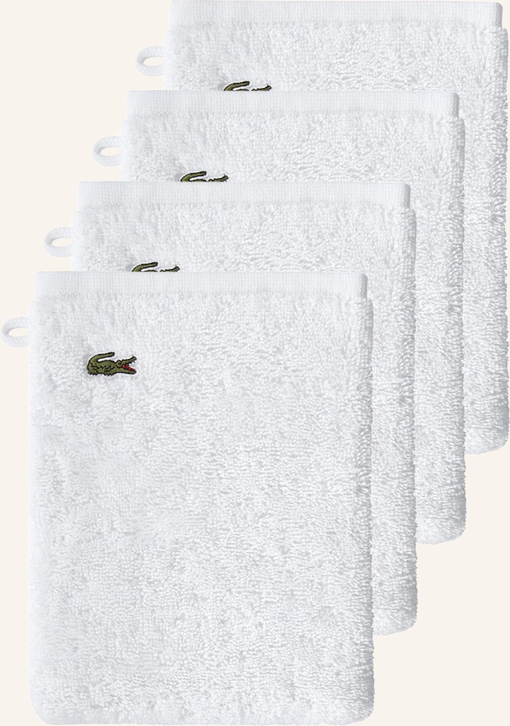 Lacoste Waschhandschuh 4er Set Llecroco weiss
