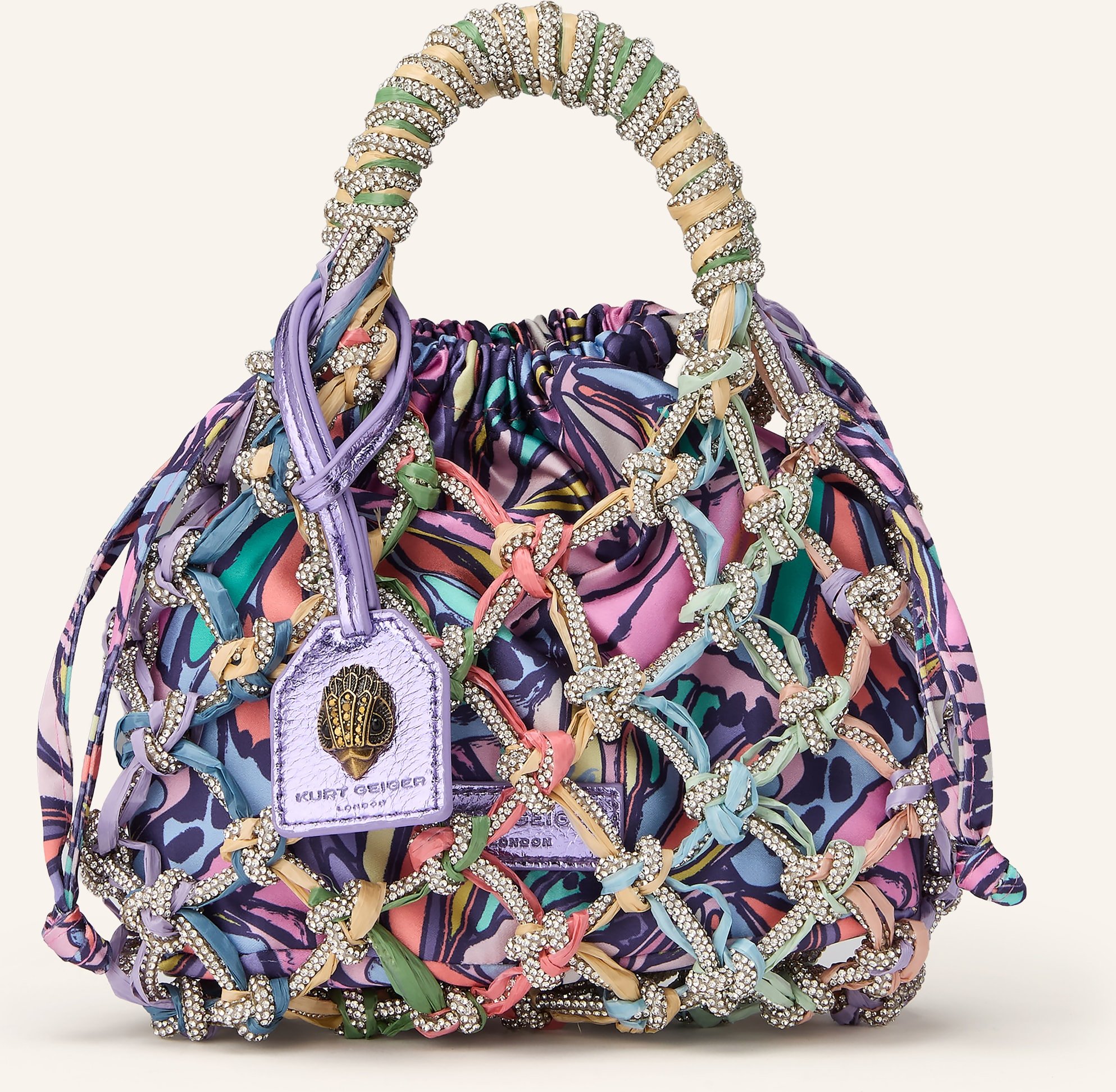 Kurt Geiger Beuteltasche Macrame Crystal Mit Schmucksteinen lila
