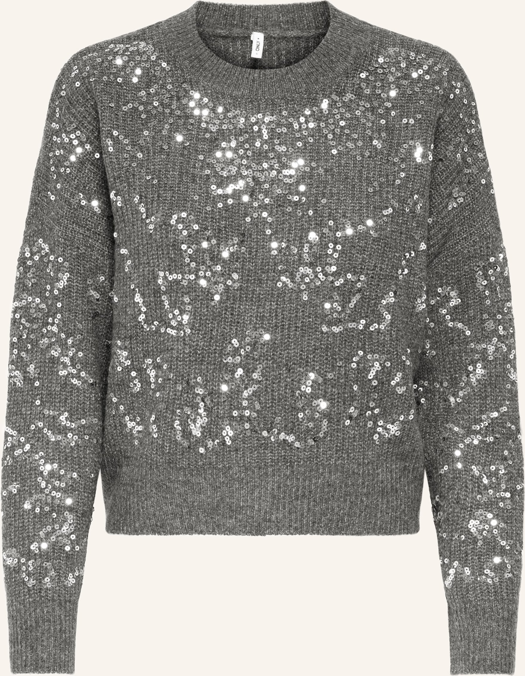 Only Pullover Mit Pailletten grau