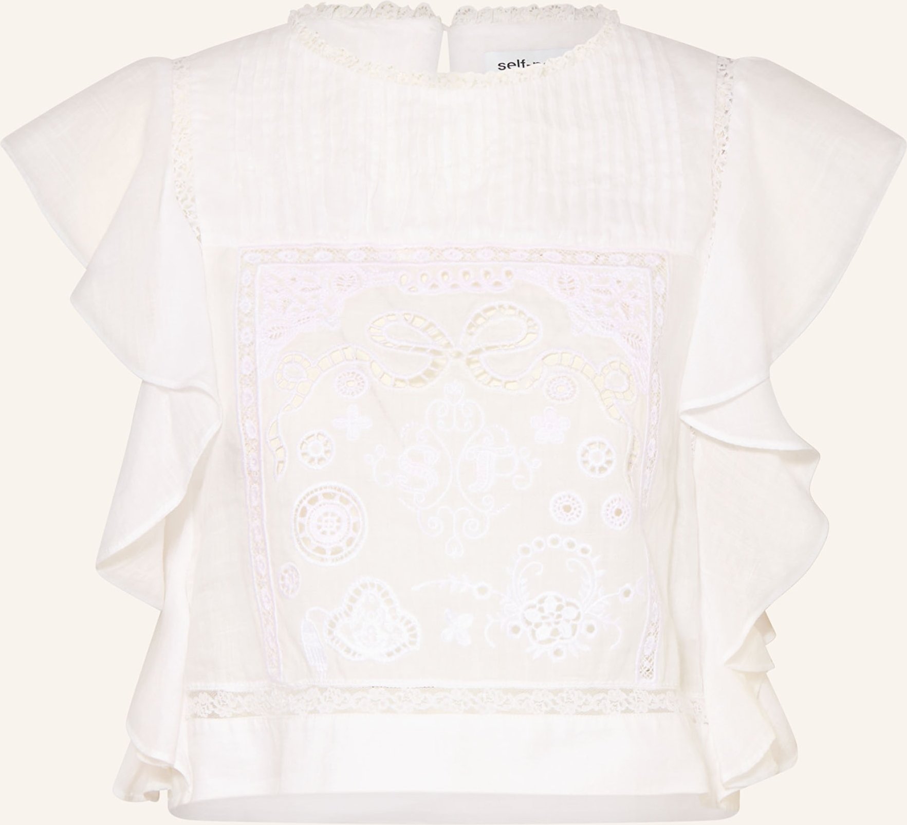 Self-Portrait Blusenshirt Mit Lochspitze Und Volants weiss