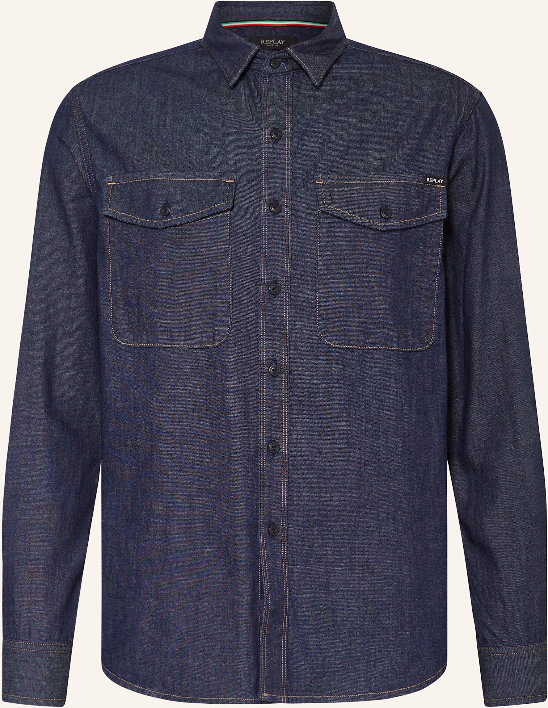 Thumbnail - Replay Hemd Regular Fit In Jeansoptik blau