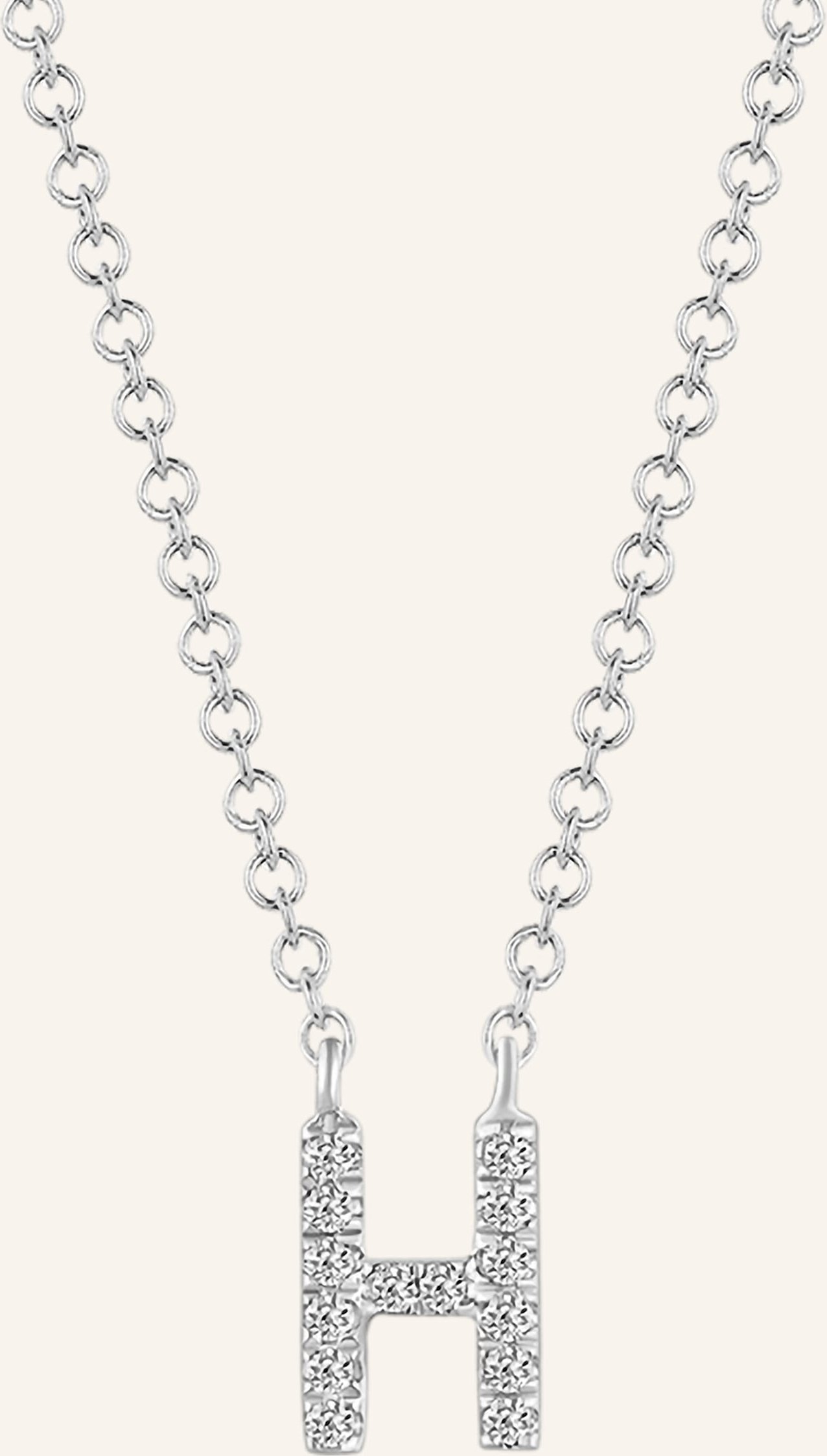 Leaf Initialien Halskette „H“ Aus 14 Karat Weißgold Mit Diamanten silber