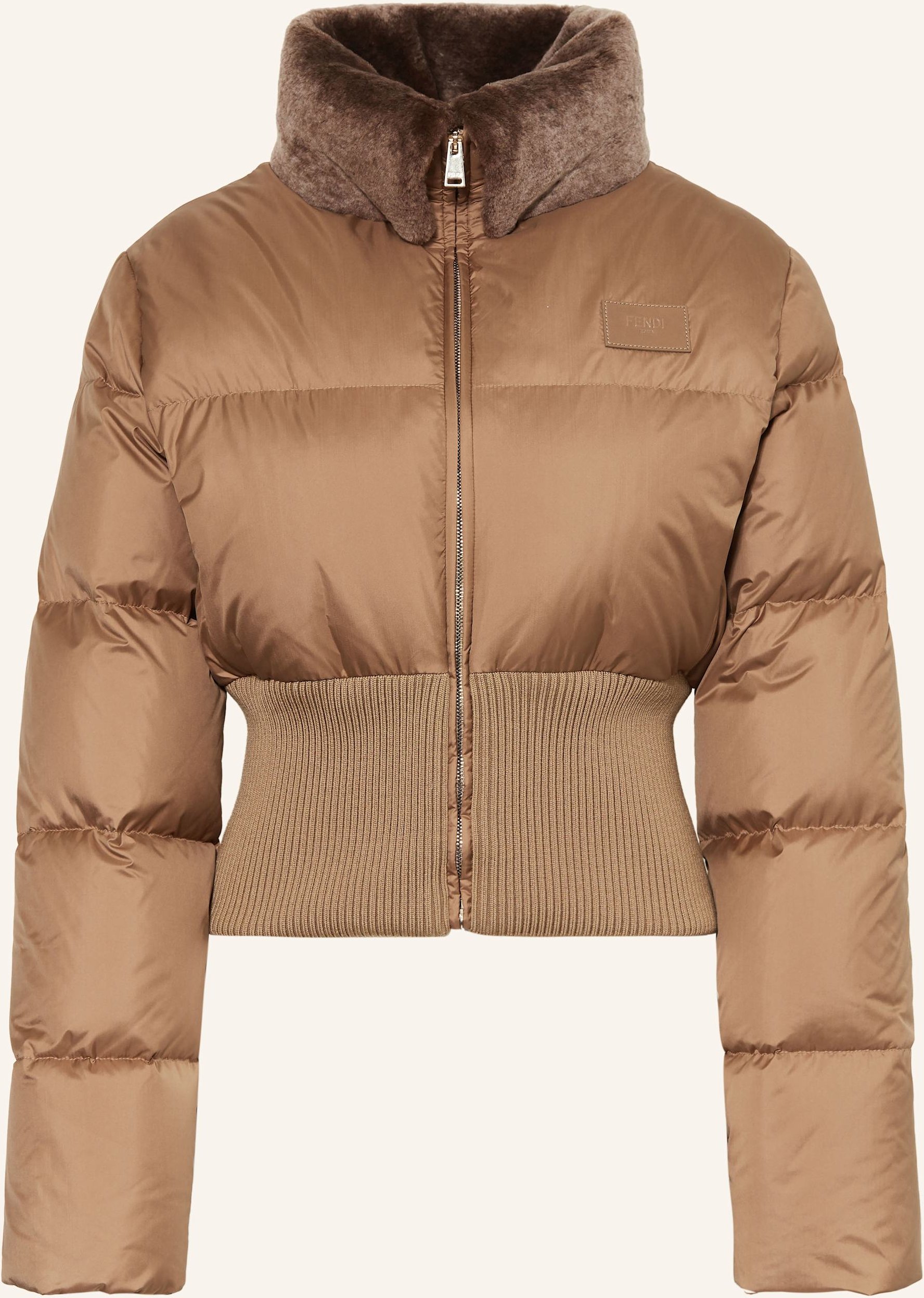 Fendi Daunenjacke Mit Abnehmbarem Kragen beige